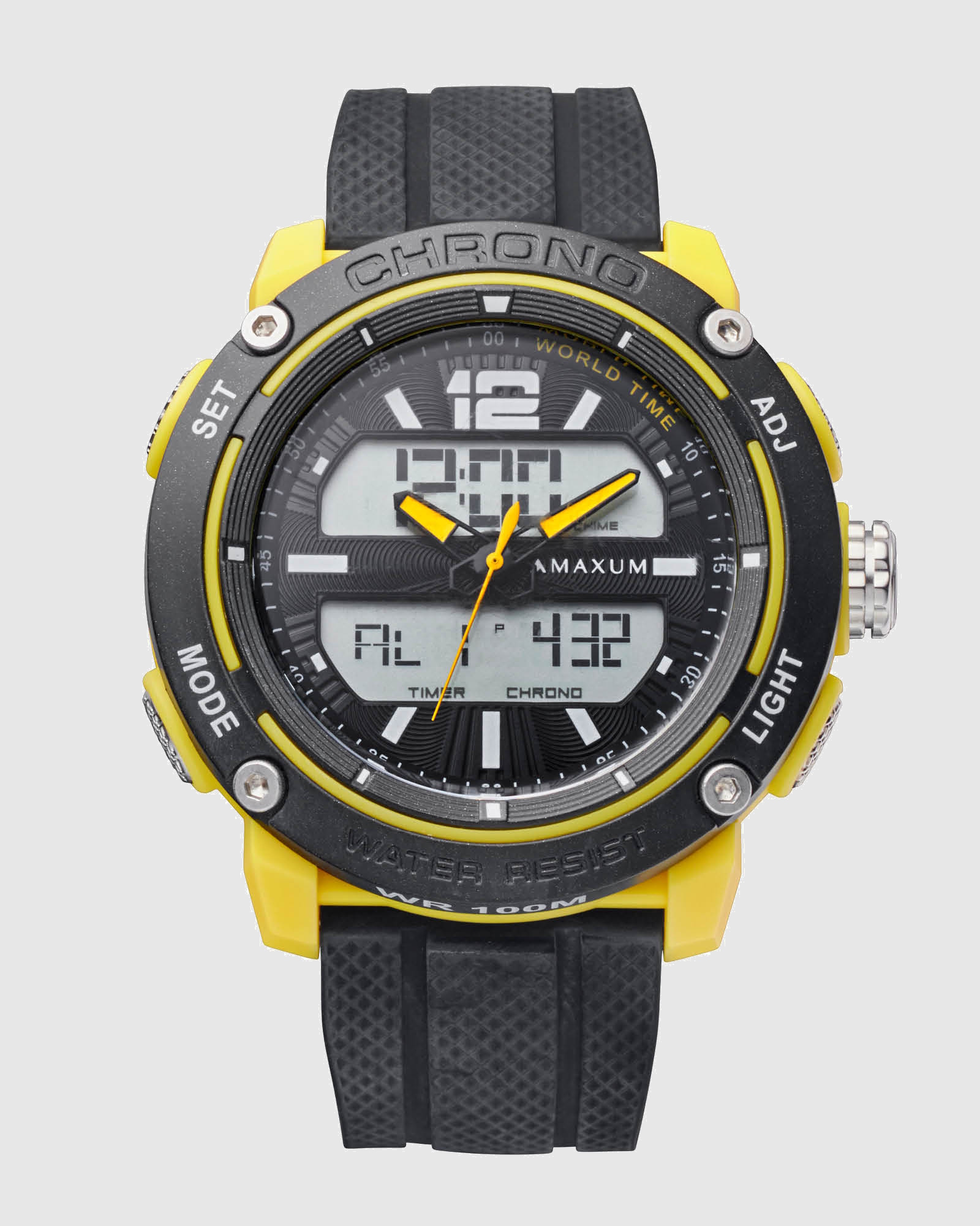 CONQUEST Black and Yellow Analogue and Digital Watch