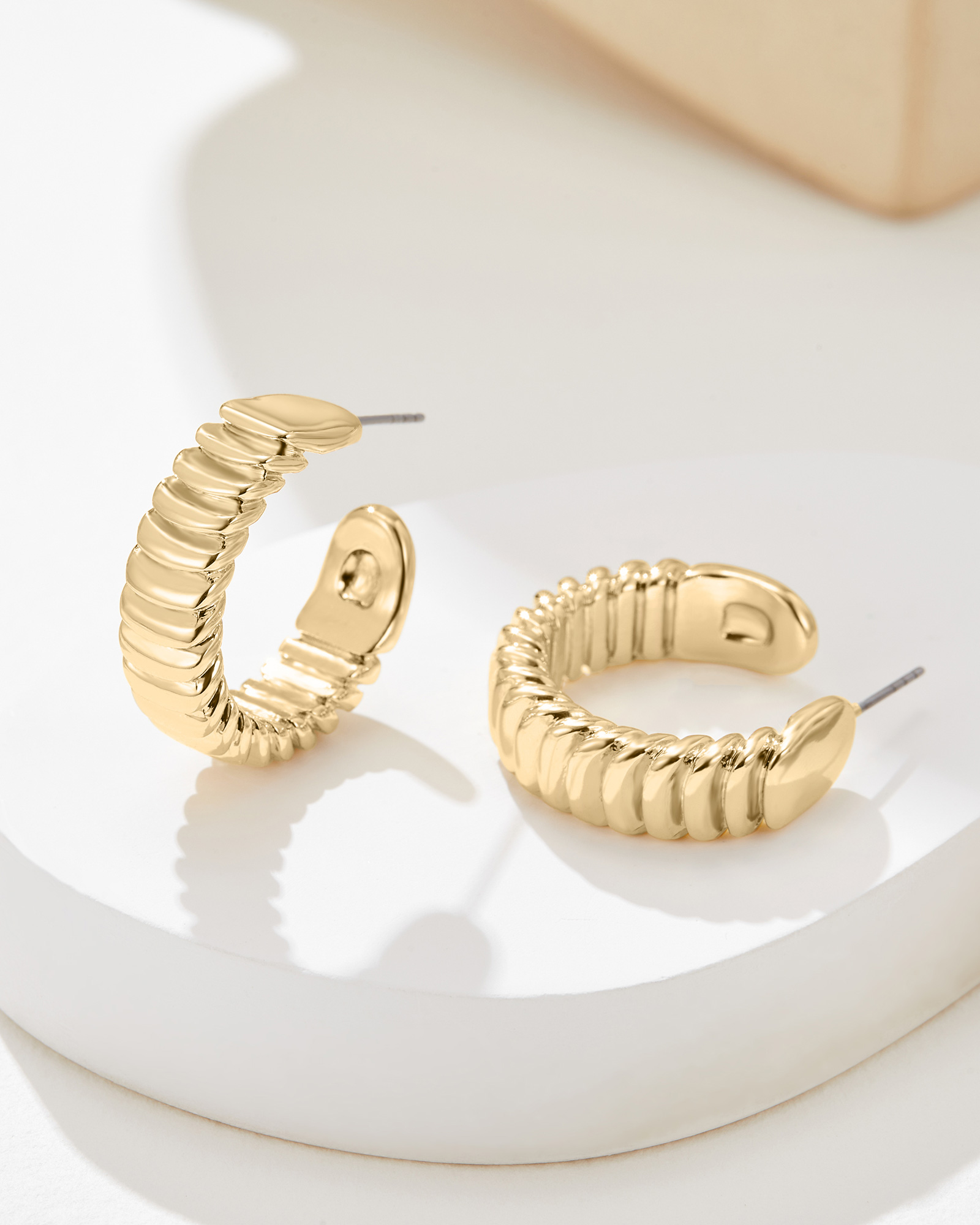 Ripple Hoops - 18K Gold Plated