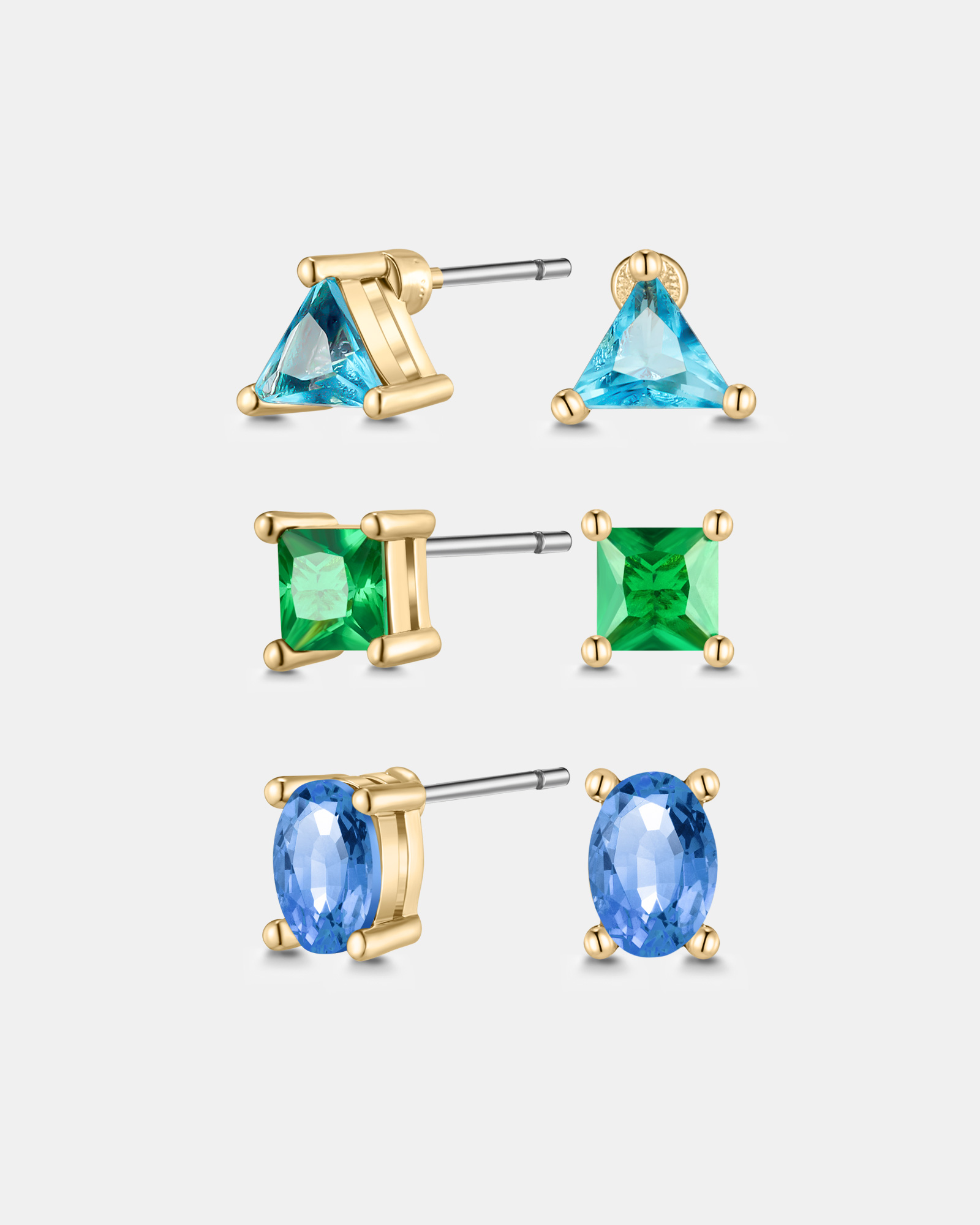 Aquamarine Earrings Set - 18K Gold Plated