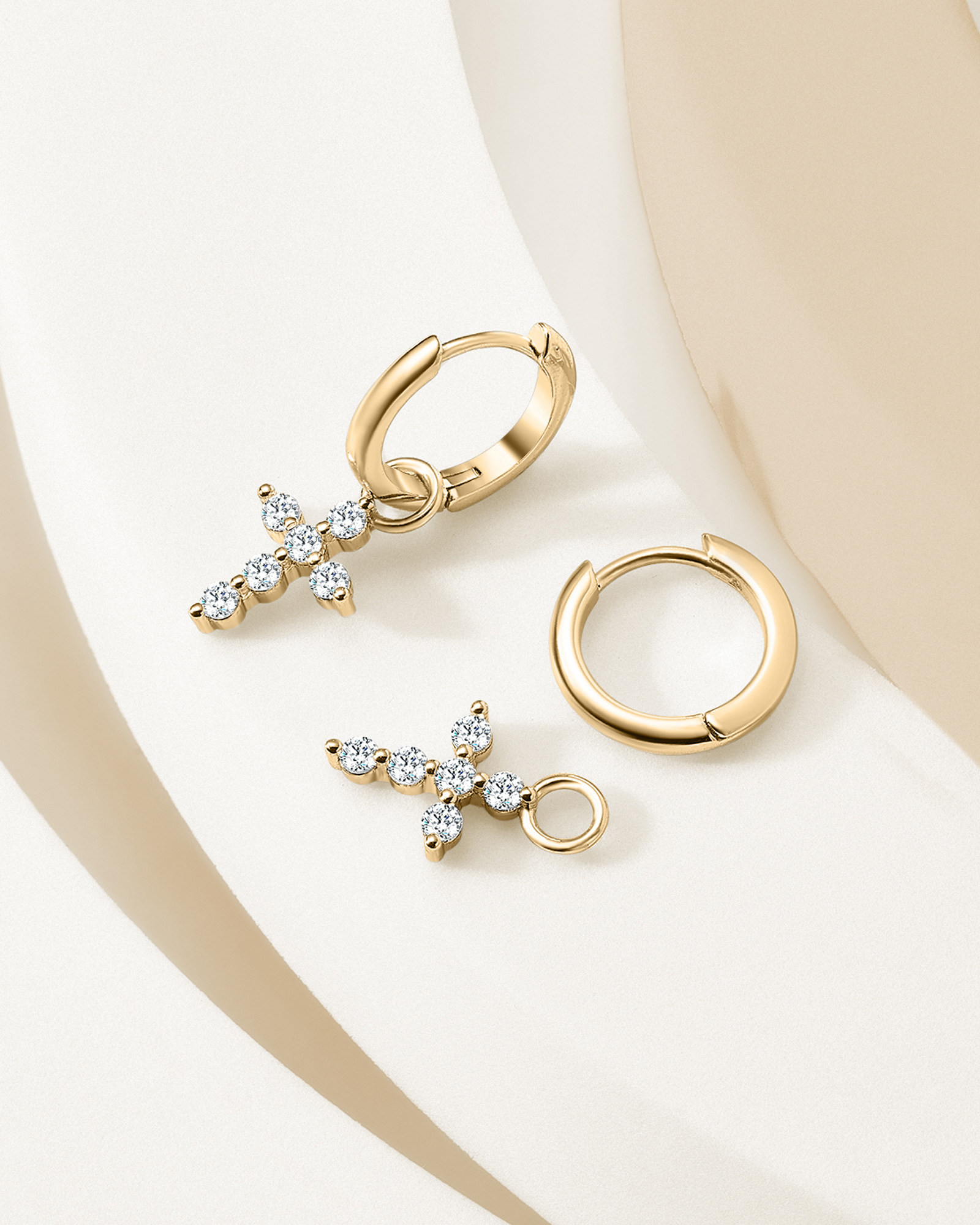 Faith Cross Hoops - 18K Gold Plated