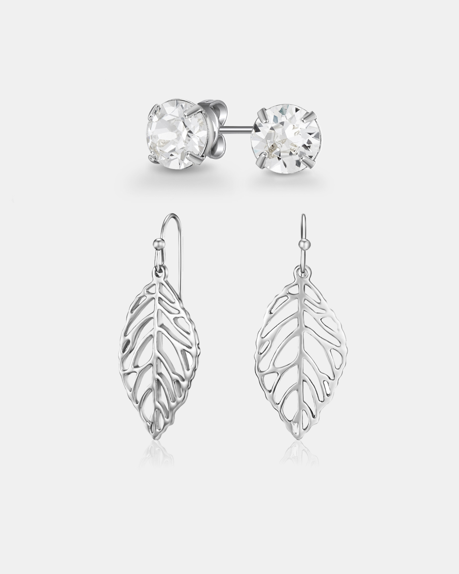 Flourish Earrings Set - Silver Plated
