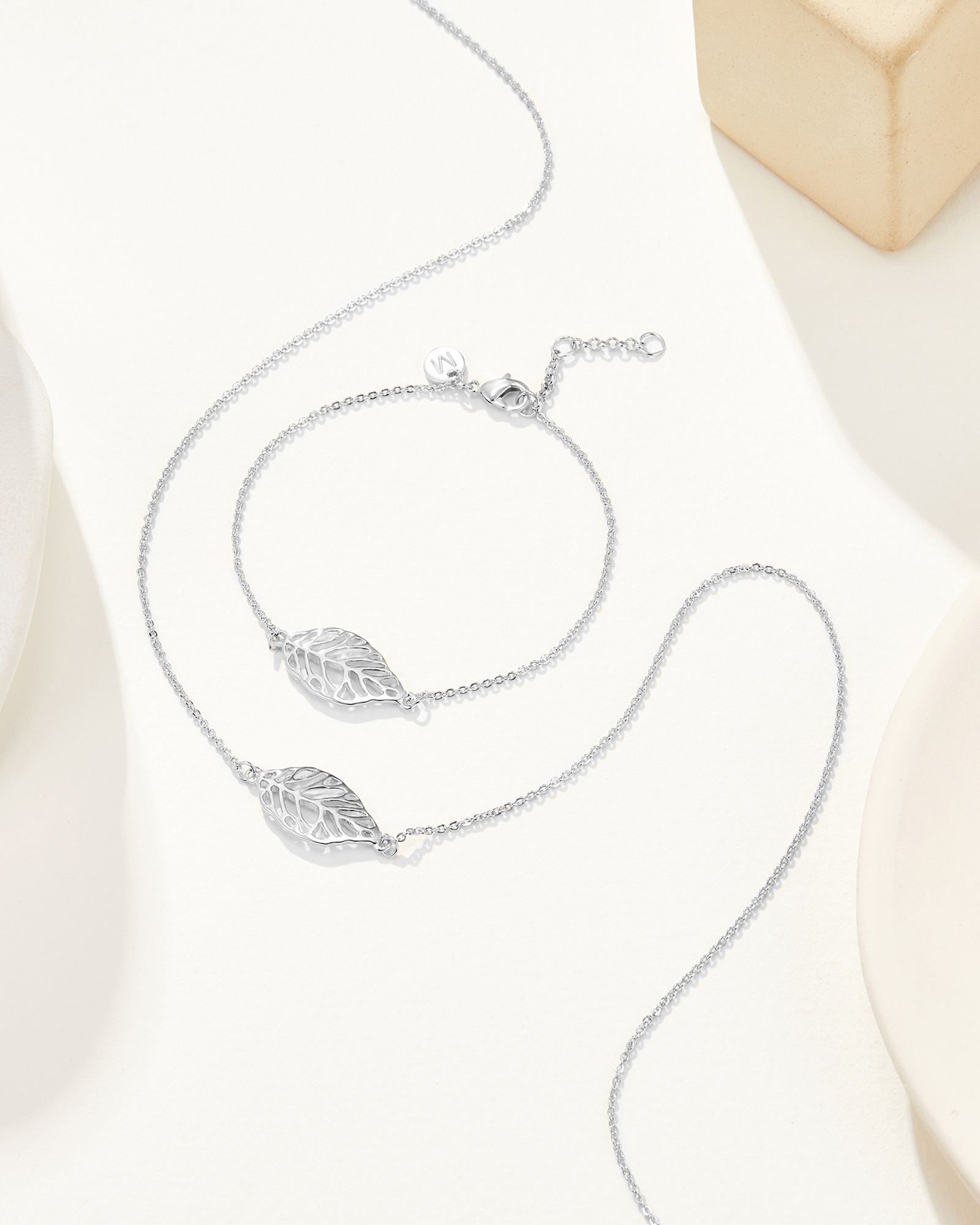 Flourish Necklace & Bracelet Set - Silver Plated
