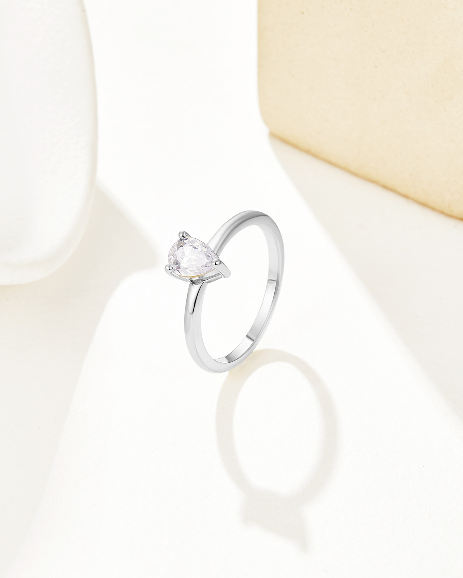 Pear Cut Evie Ring - Silver Plated