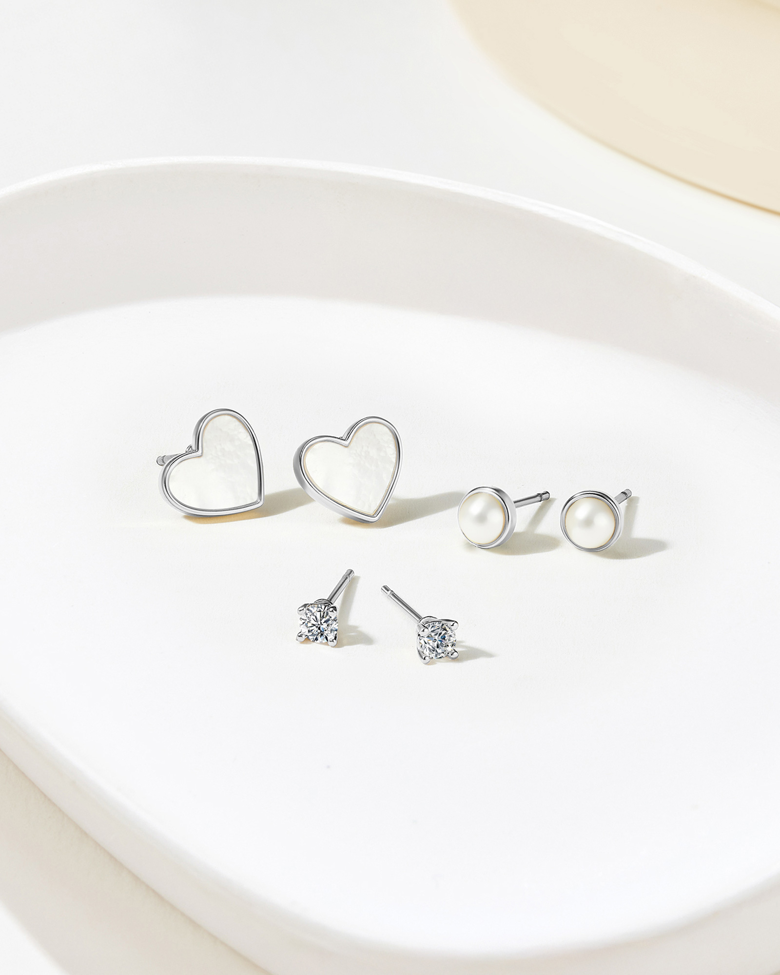 Starlight Trio Earrings Set - Silver Plated
