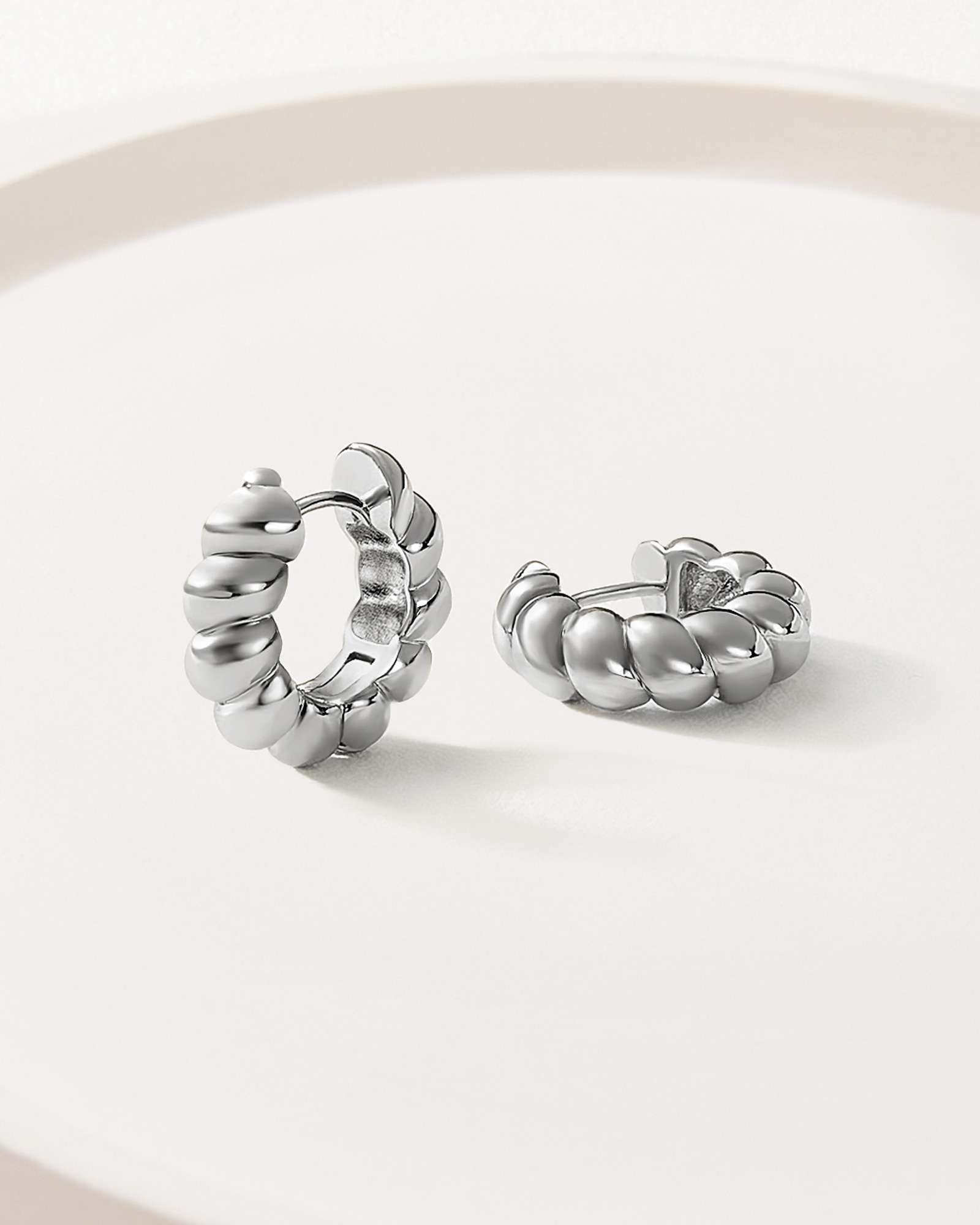 Celeste Bead Hoops - Silver Plated