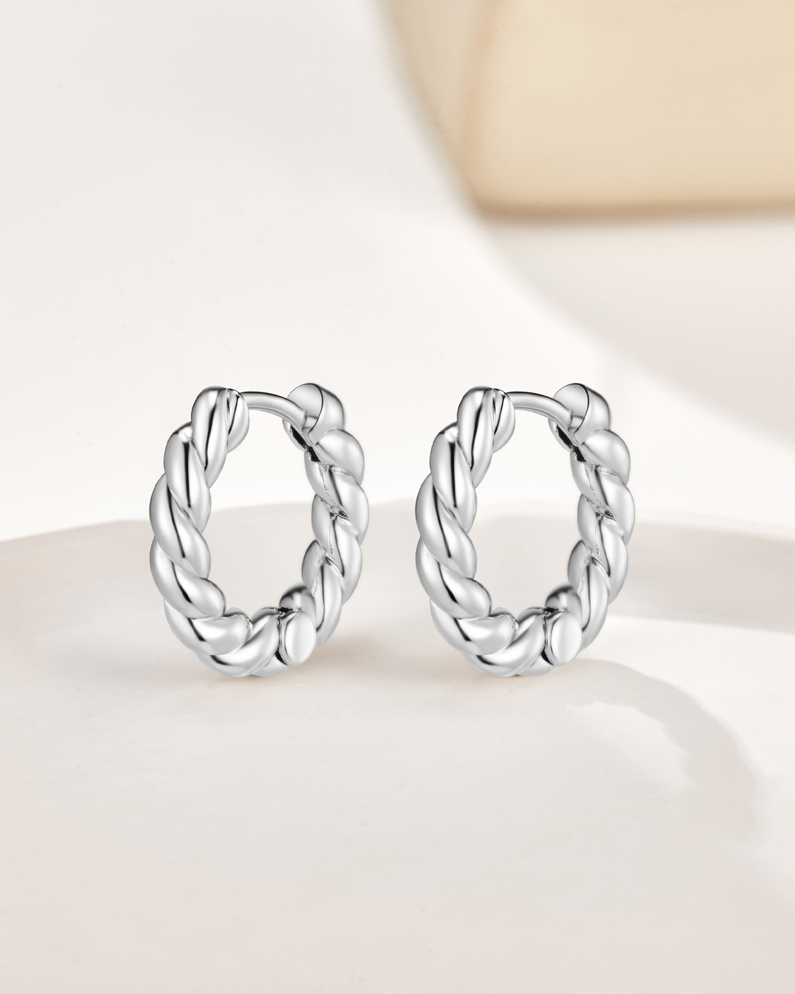 Croissant Huggie Earrings - Silver Plated