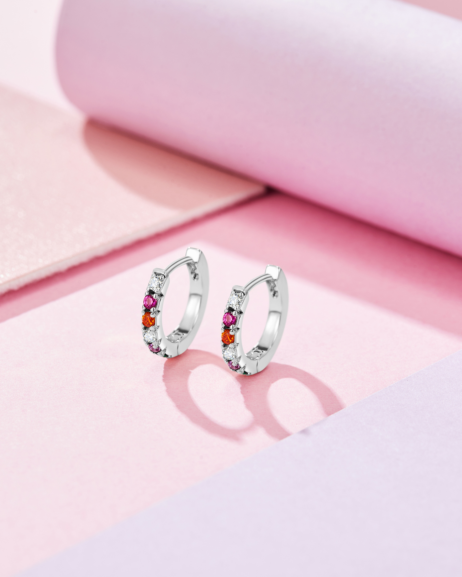 Vibrant Mini Hoops - Silver Plated