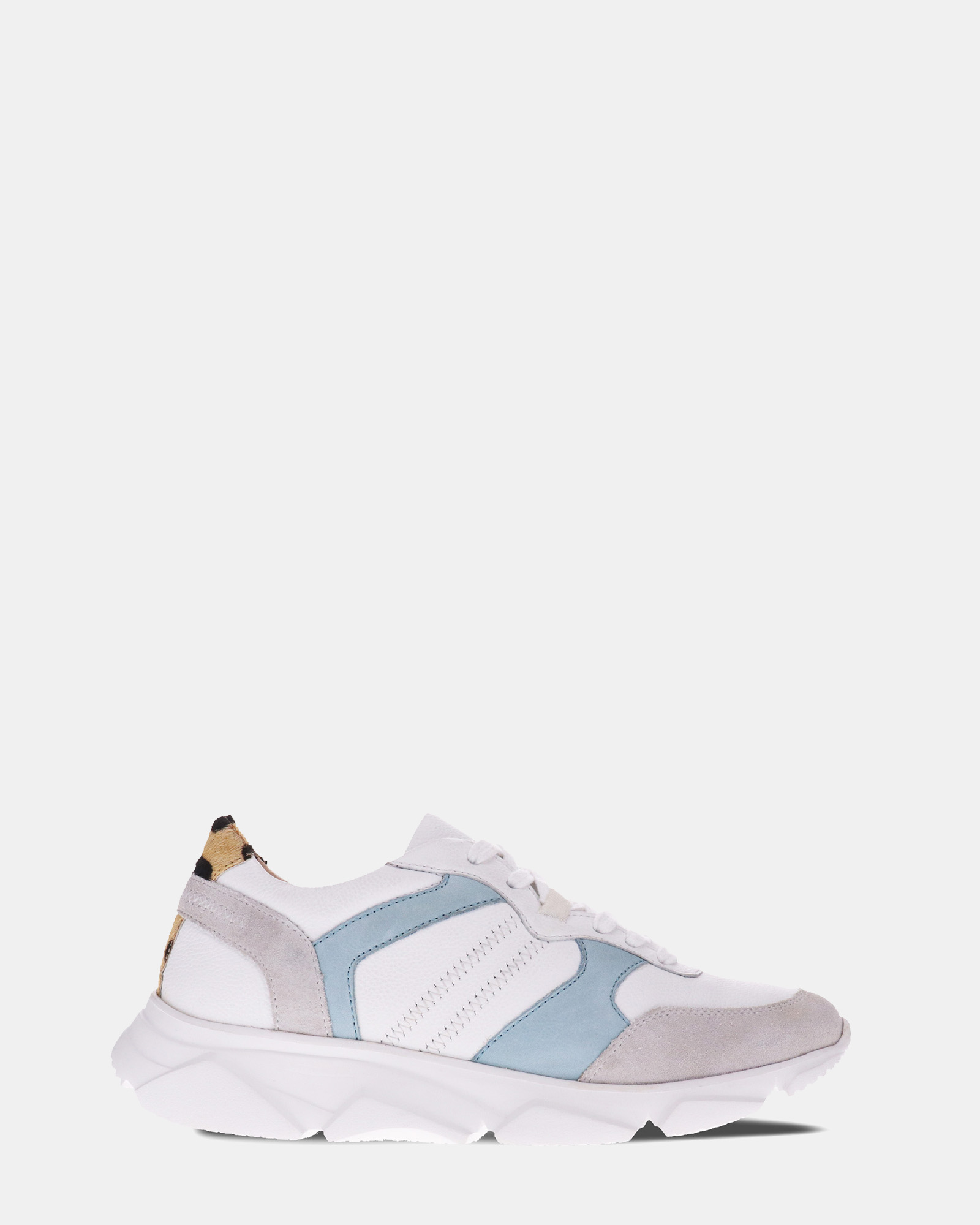 Chloe Lace-Up Casual Sneaker - White/Blue
