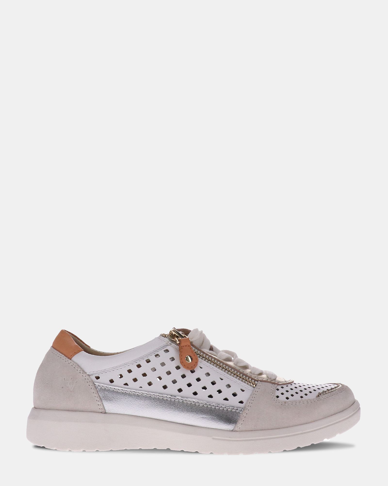 Baxley Zip Casual Sneaker - White/Apricot