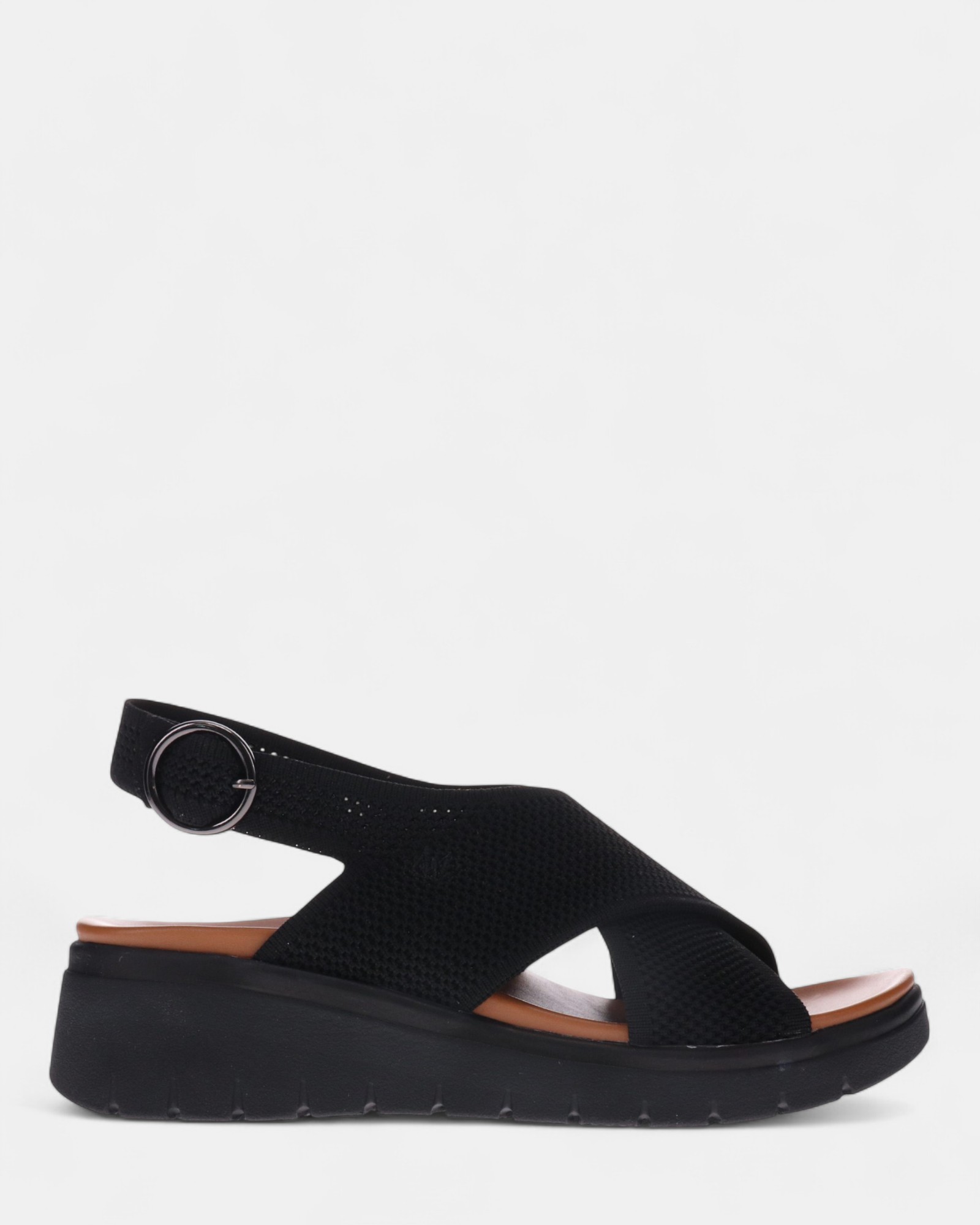 Celia Wedge Sandal - Black/Black
