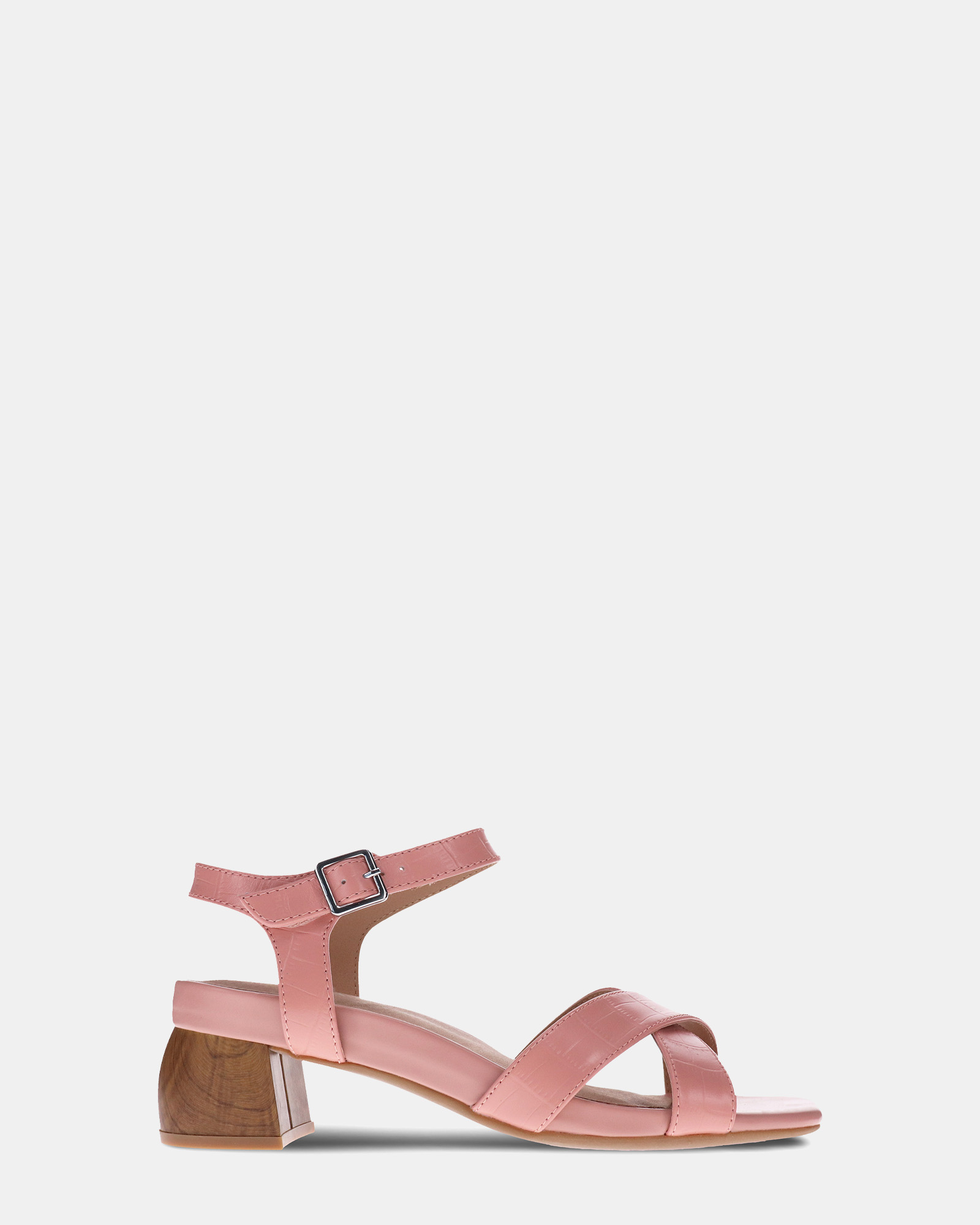 Yara Heeled Sandal - Pale Pink Croc
