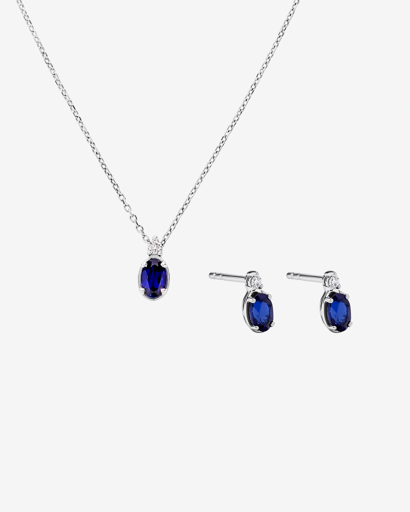 0.05 Carat TDW Laboratory-Grown Diamond & Created Sapphire Gift Set in Silver