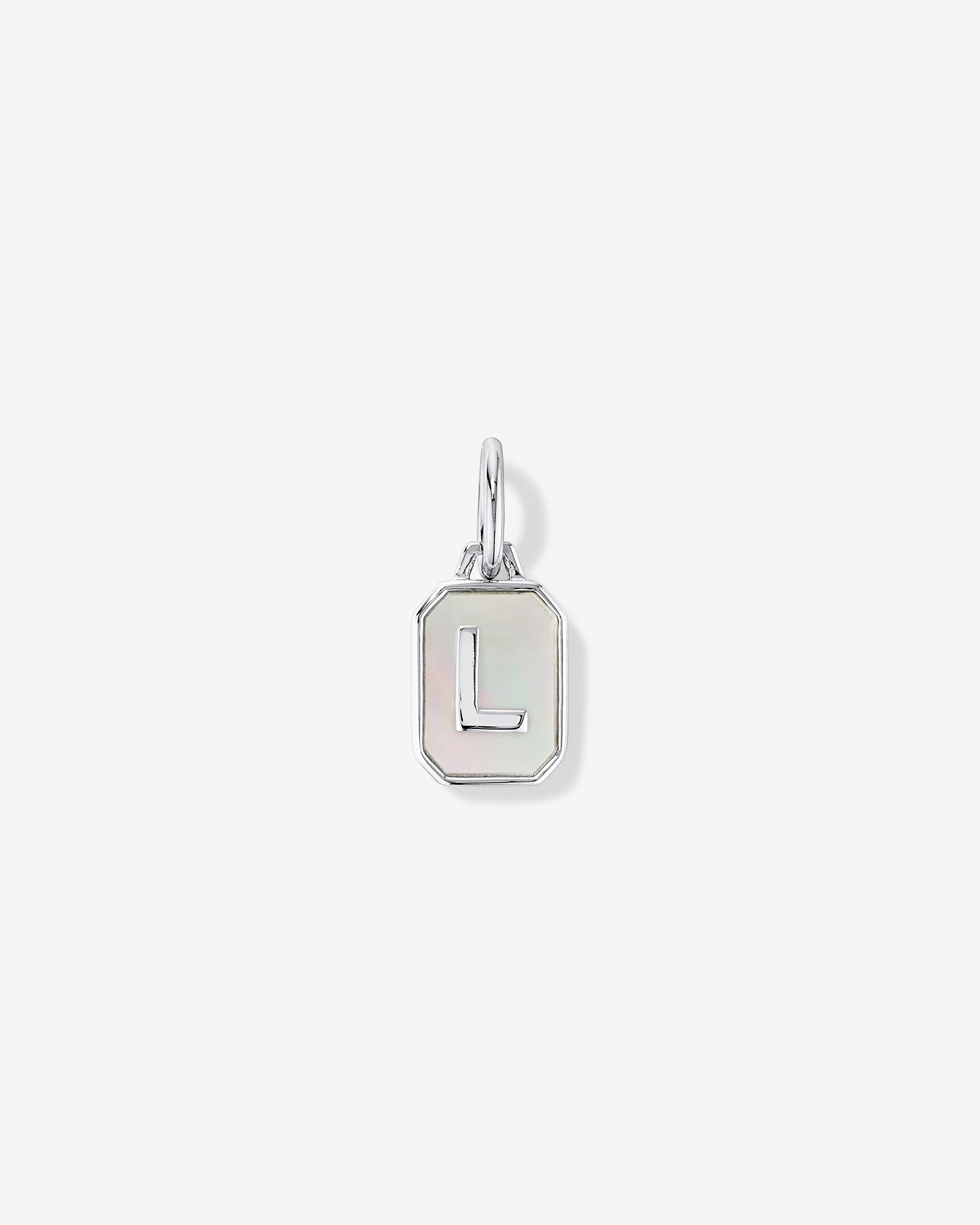 Letter L Mother of Pearl Initial Pendant in Sterling Silver