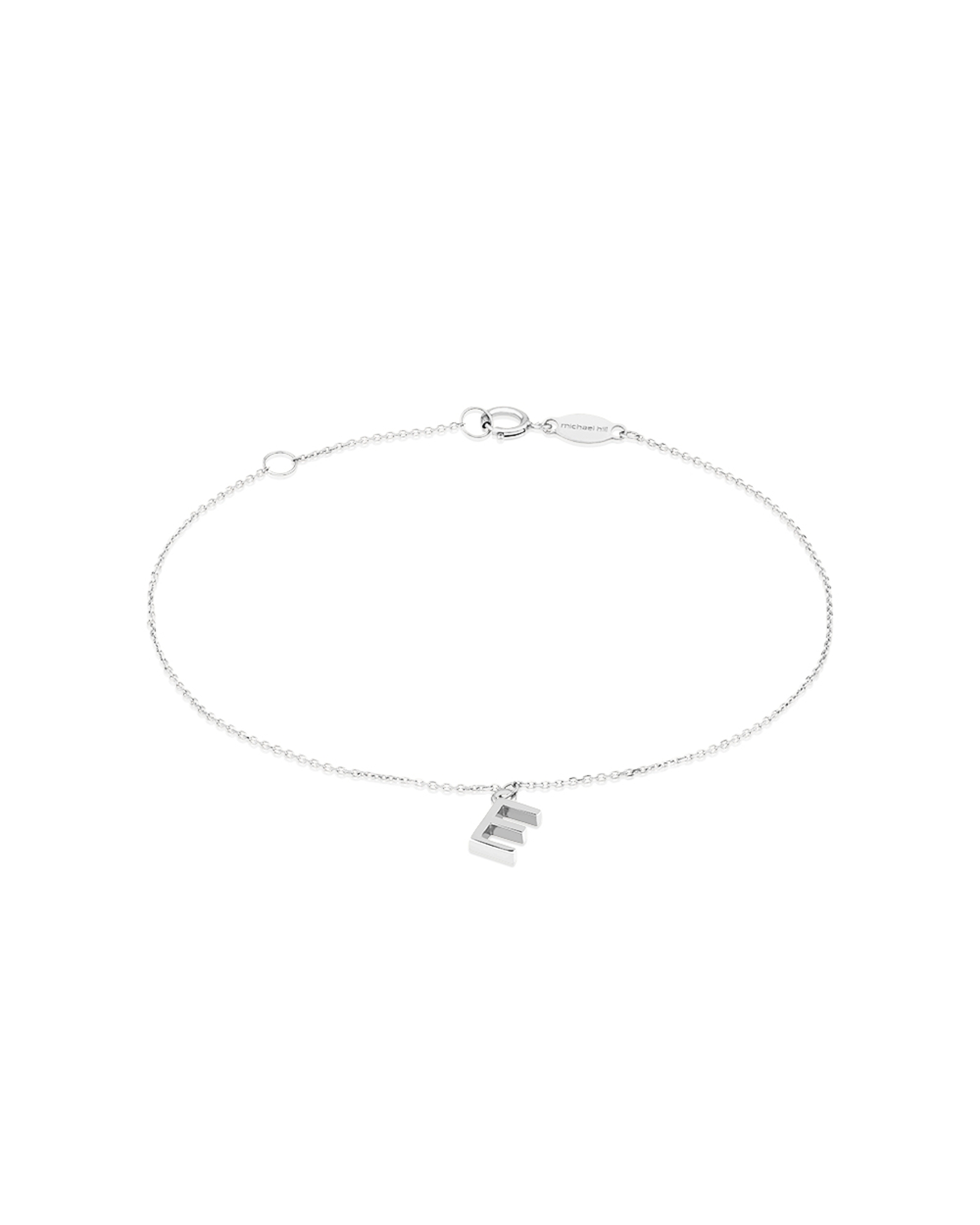 19cm (7.5") E Initial Bracelet in Sterling Silver