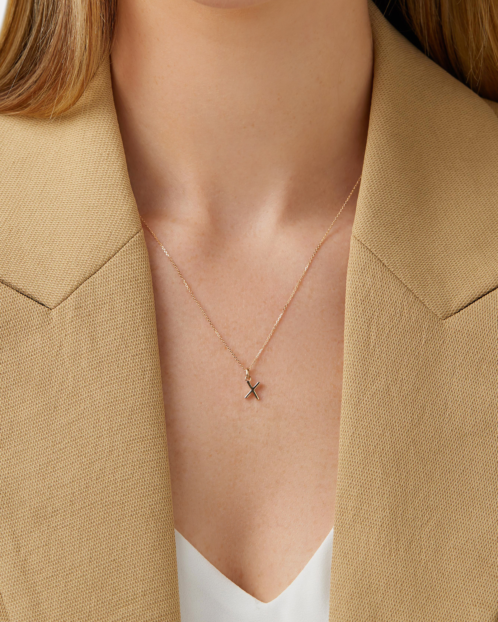 X Initial Pendant in 10kt Yellow Gold