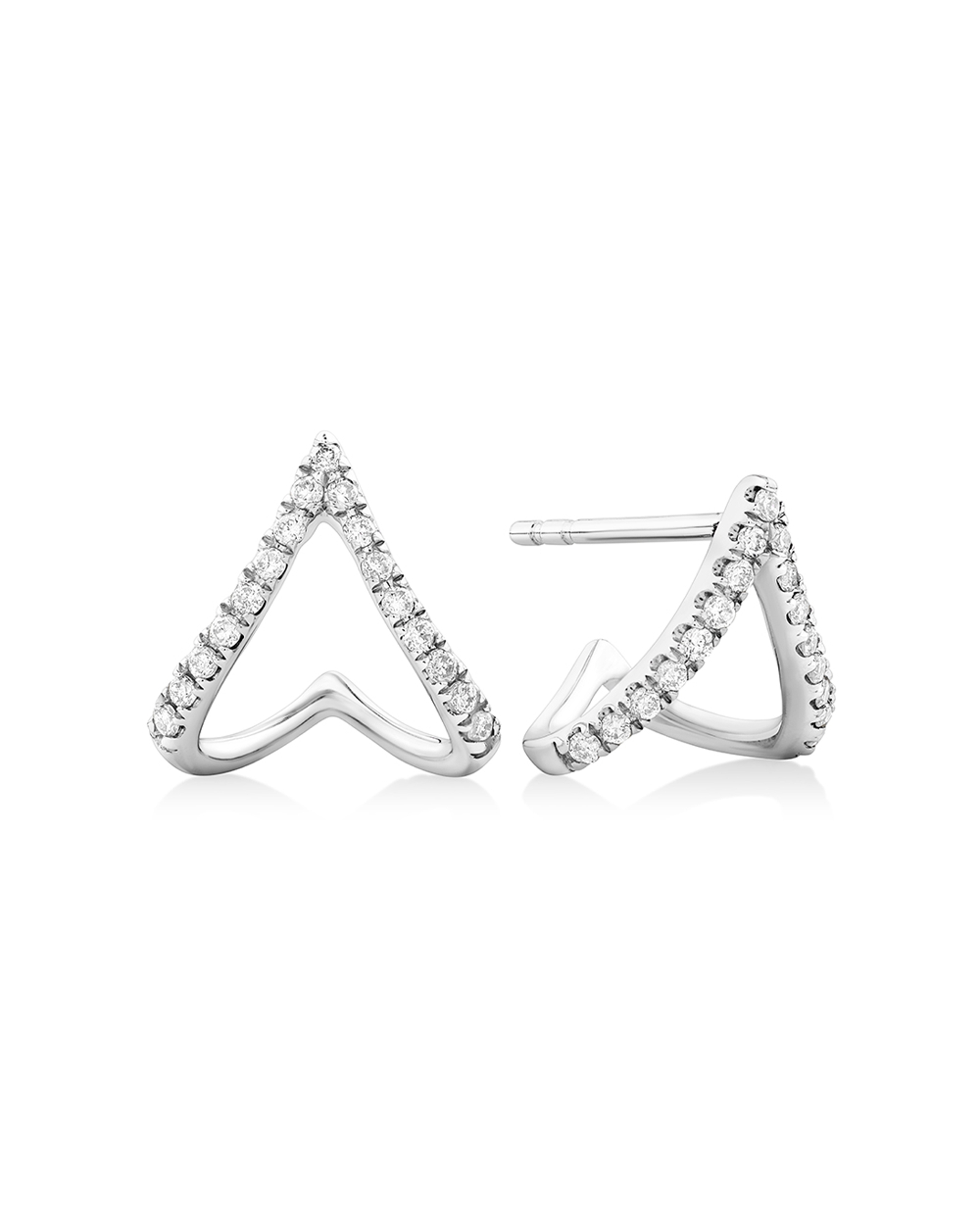 Chevron Stud Earrings with 0.17 Carat TW of Diamonds in Sterling Silver