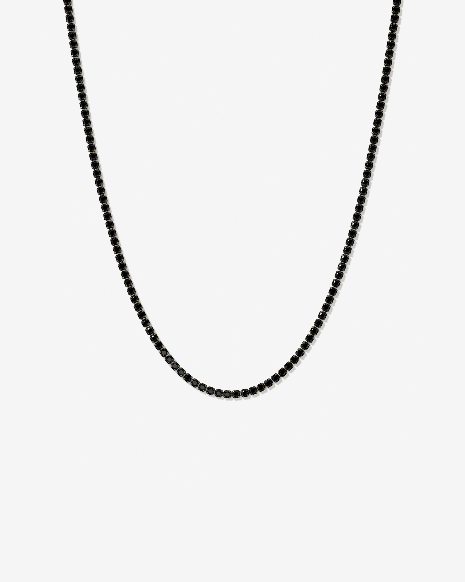 Black Spinel Tennis Necklace in Sterling Silver