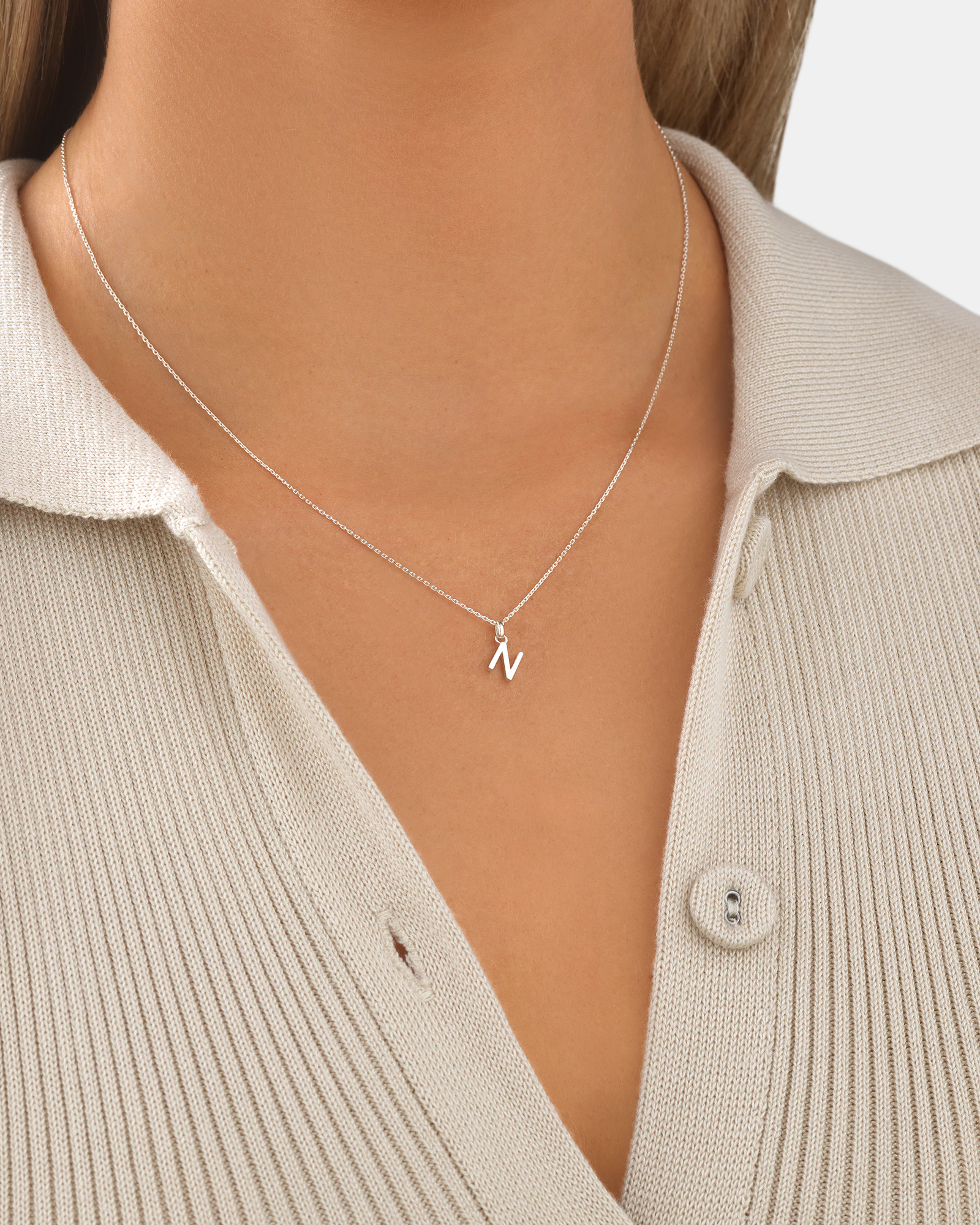 "N" Initial Pendant in Sterling Silver