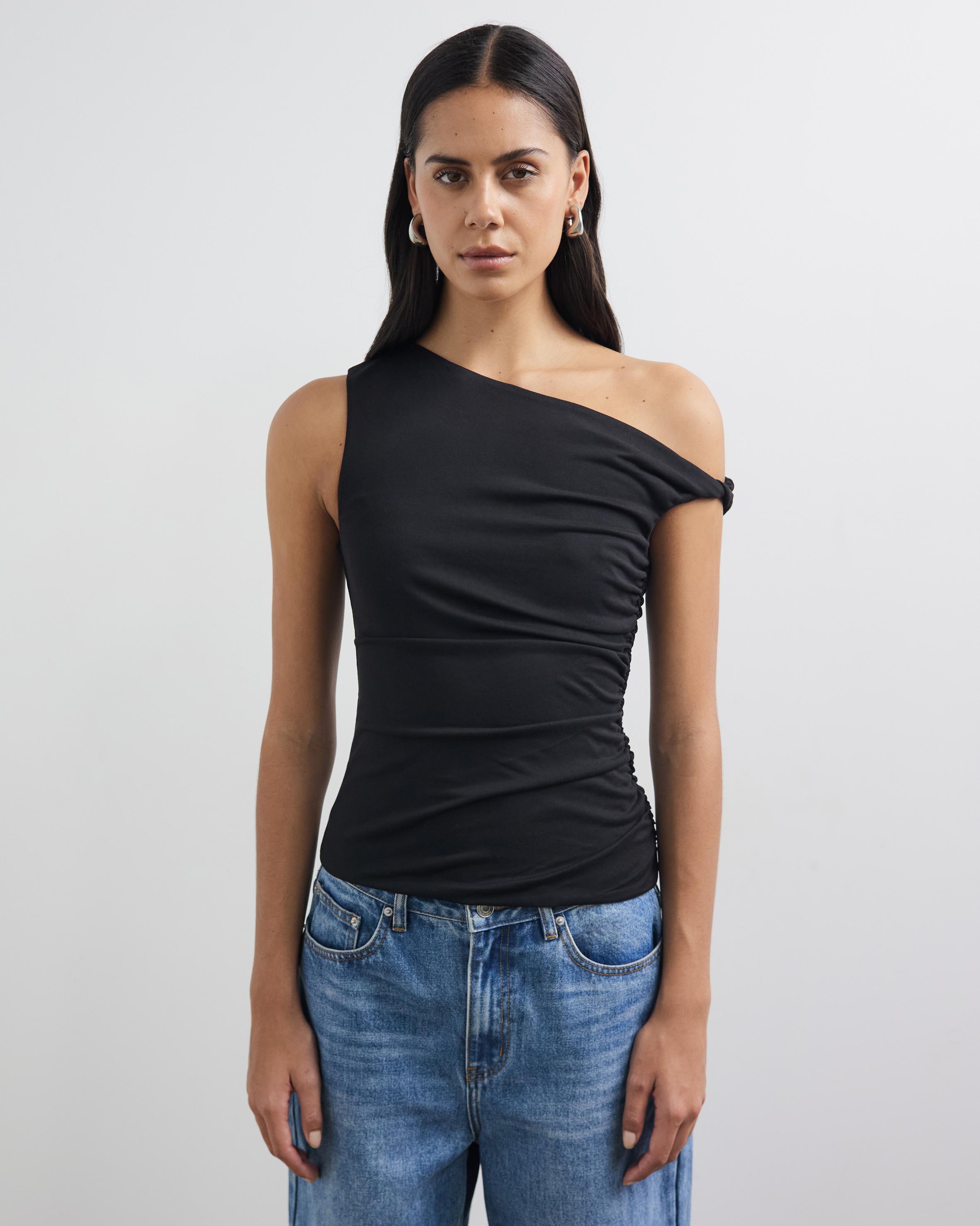 Delphi Twist Off Shoulder Cupro Top