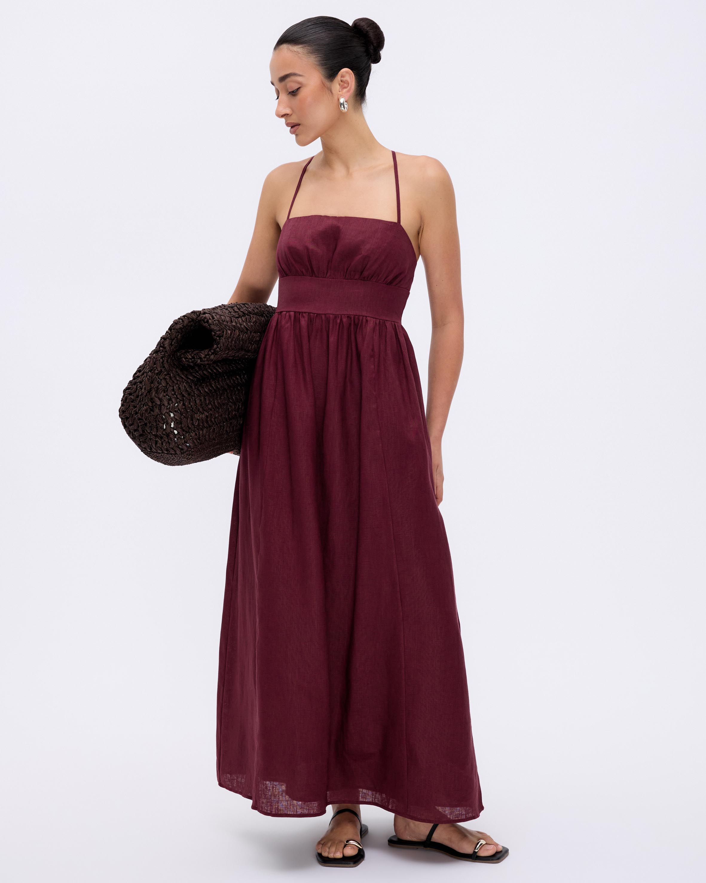 Sage Linen Midi Dress