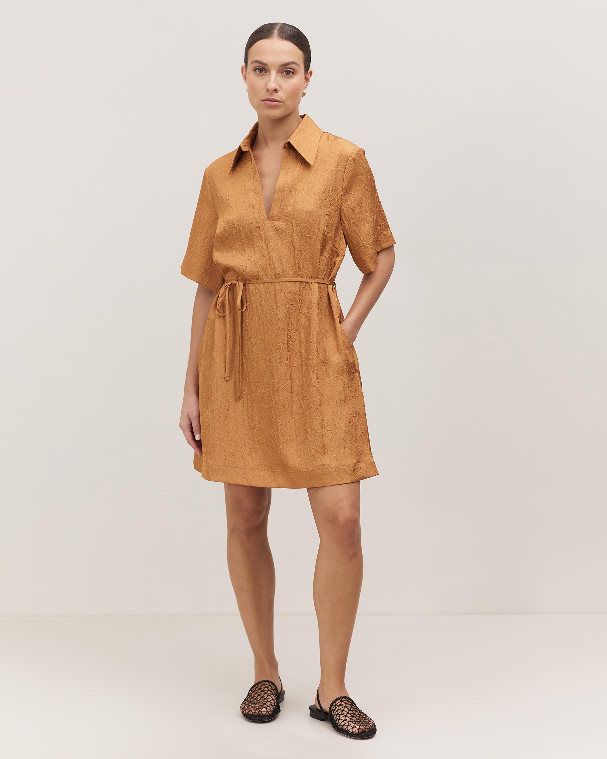 Roma Crinkle Shirt Dress