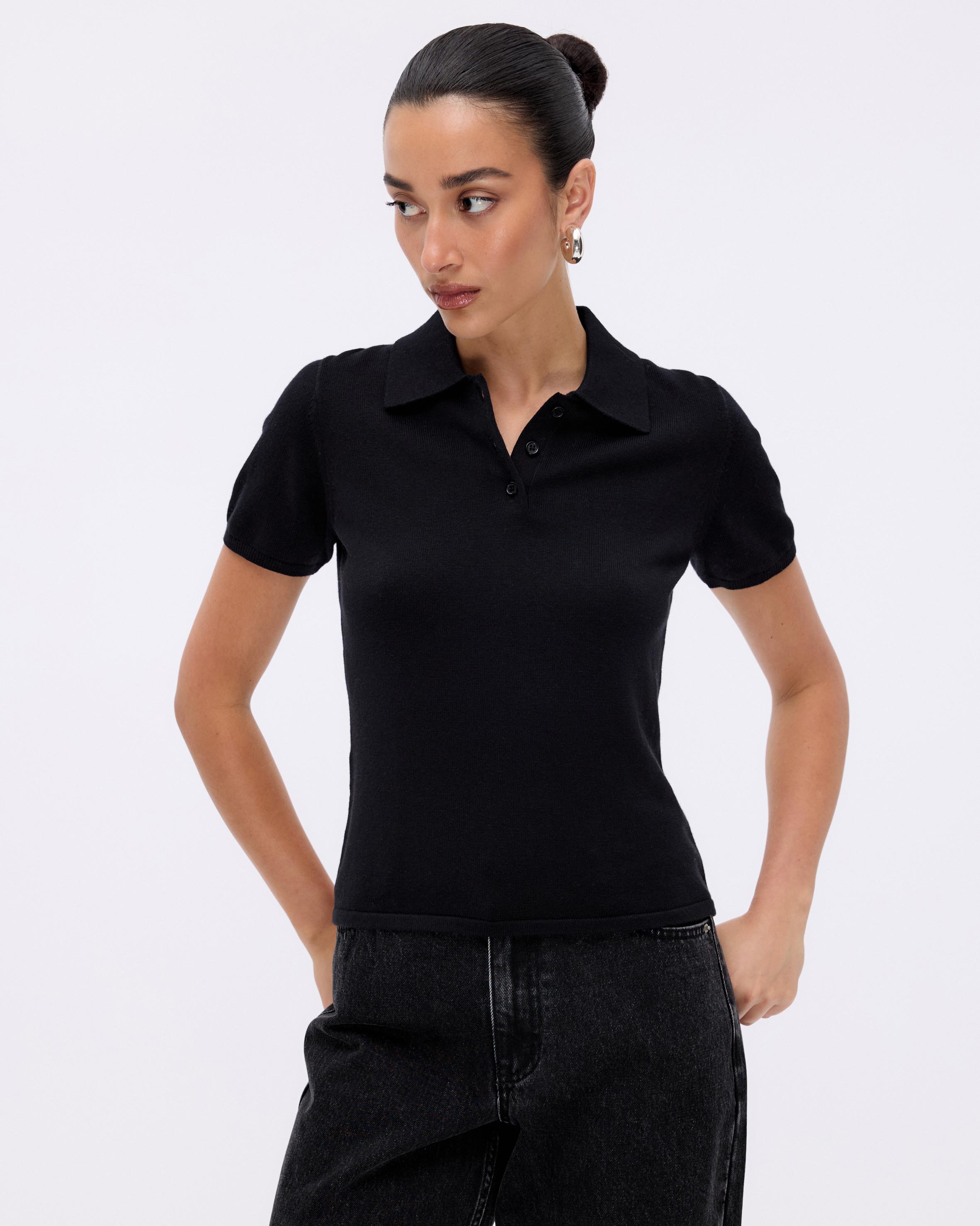 Arlen Silk Blend Polo Knit Top