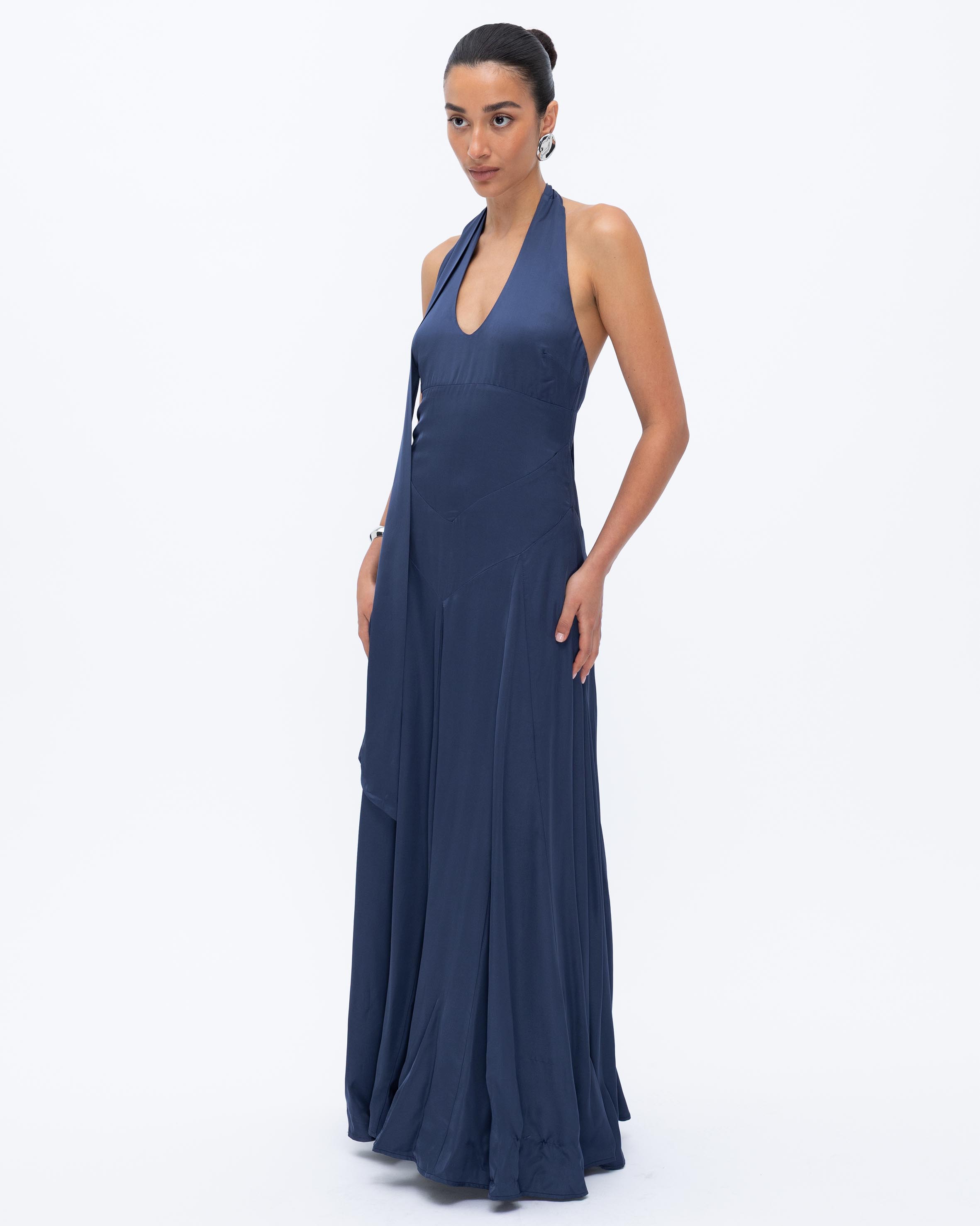 Daphne Halter Scarf Maxi Dress