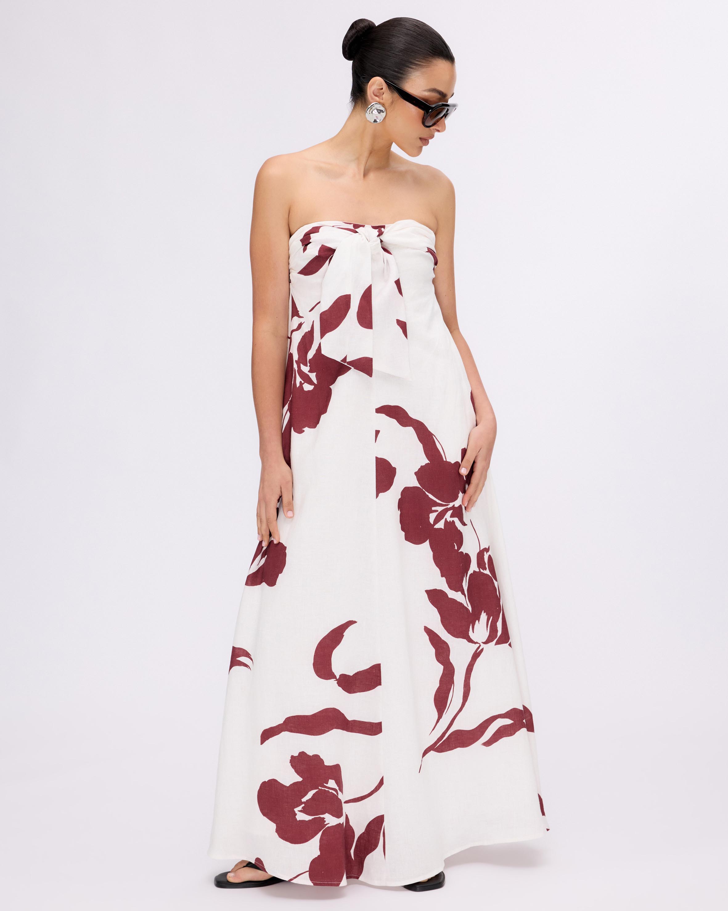 Marlowe Linen Strapless Maxi Dress