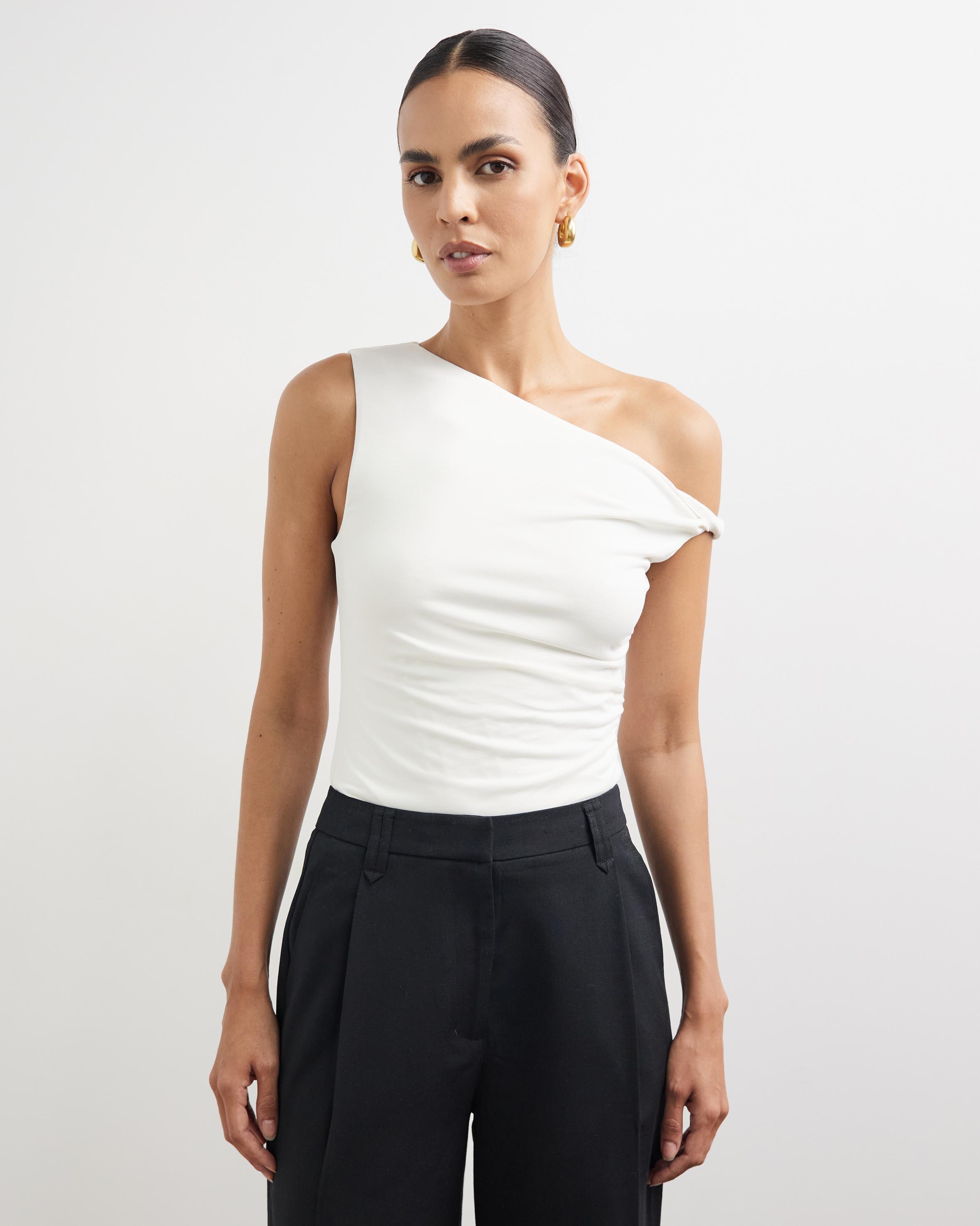 Delphi Twist Off Shoulder Cupro Top