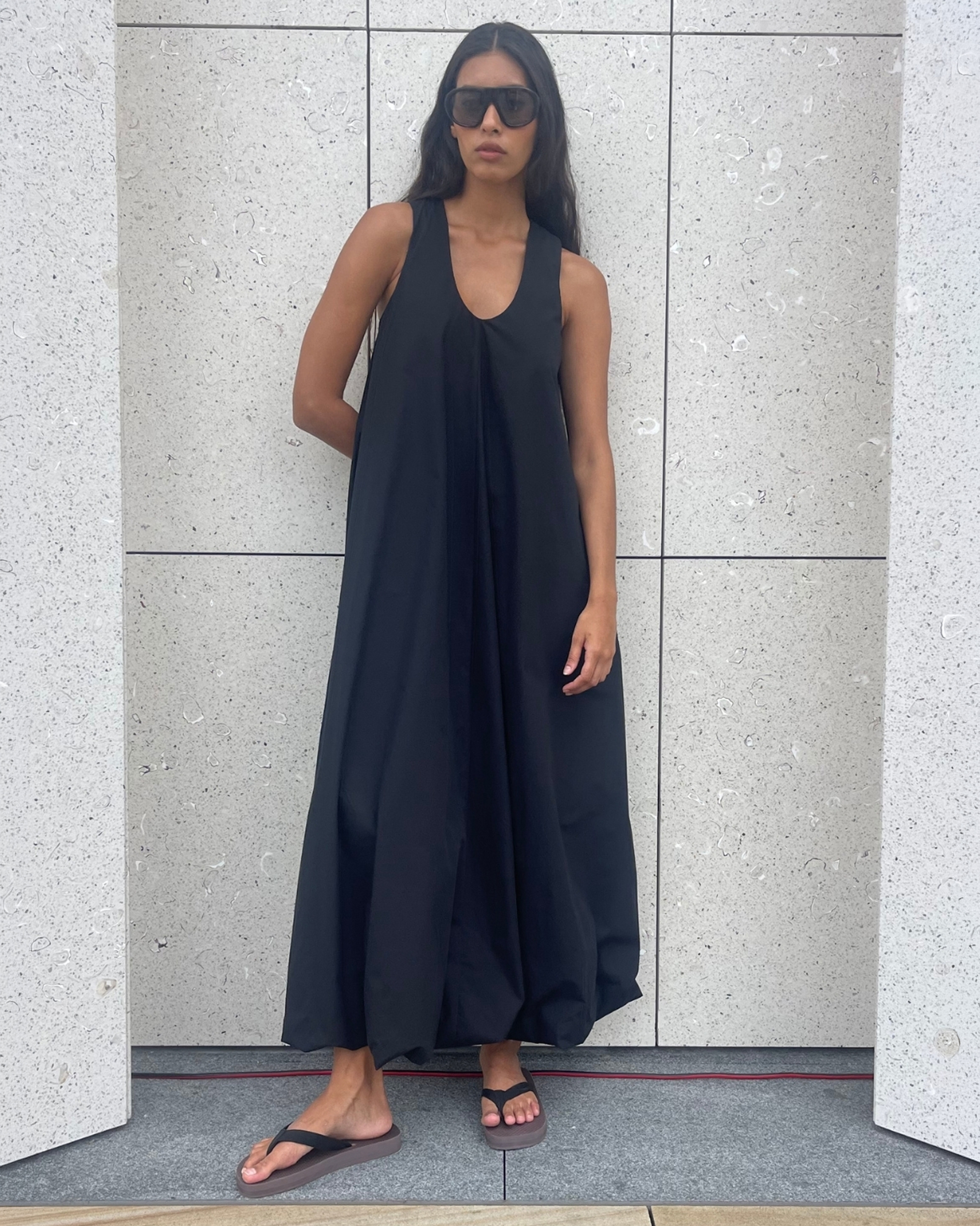 Luna Cotton Bubble Hem Maxi Dress