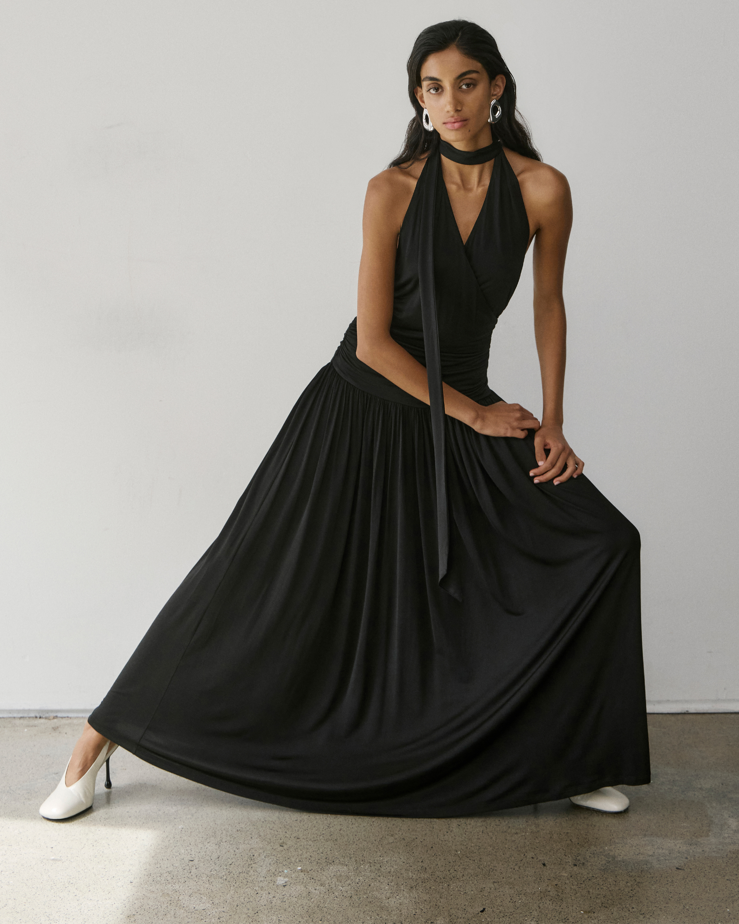 Sereia Jersey Scarf Tie Maxi Dress