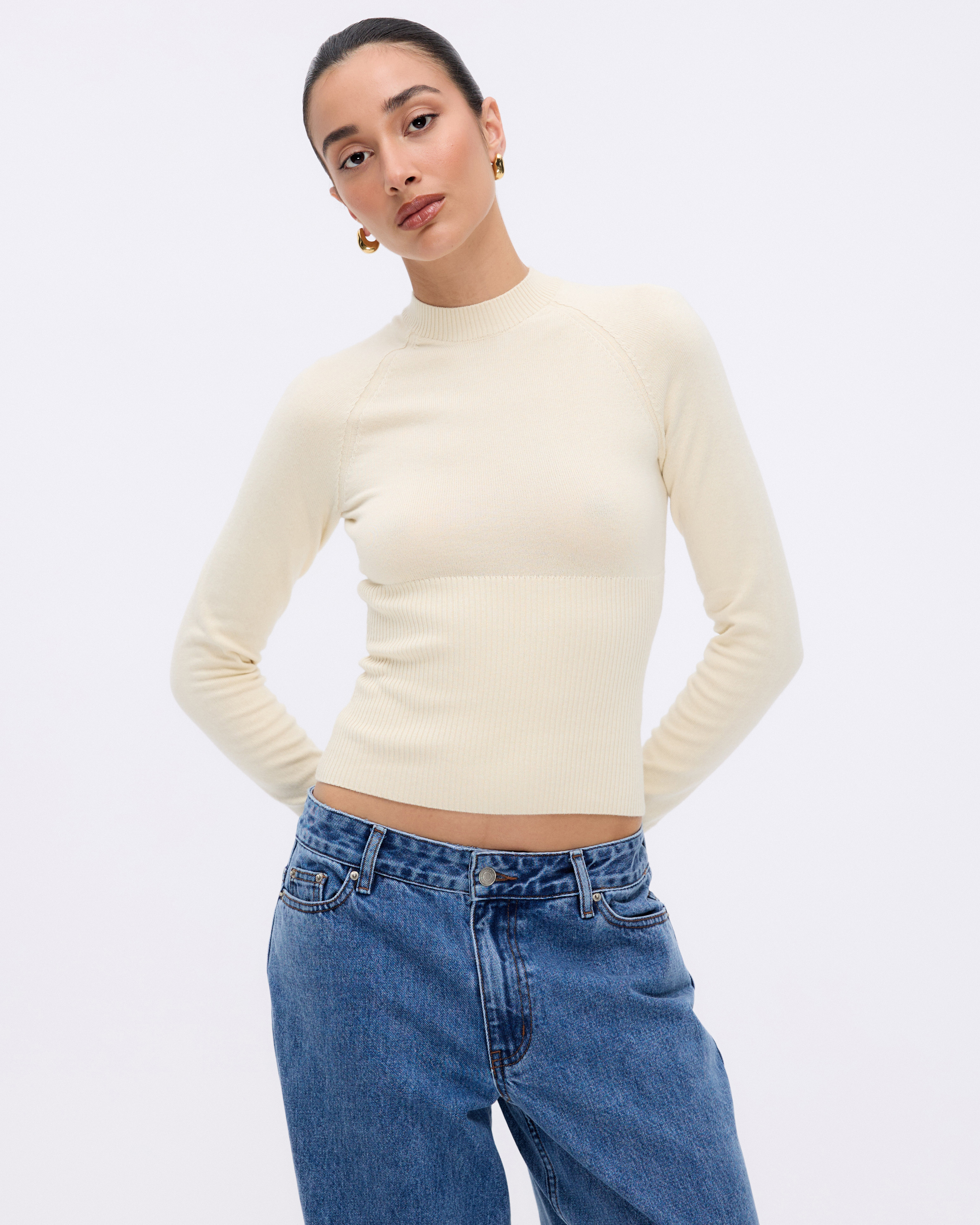 Reese Cotton Cashmere Rib Knit Top