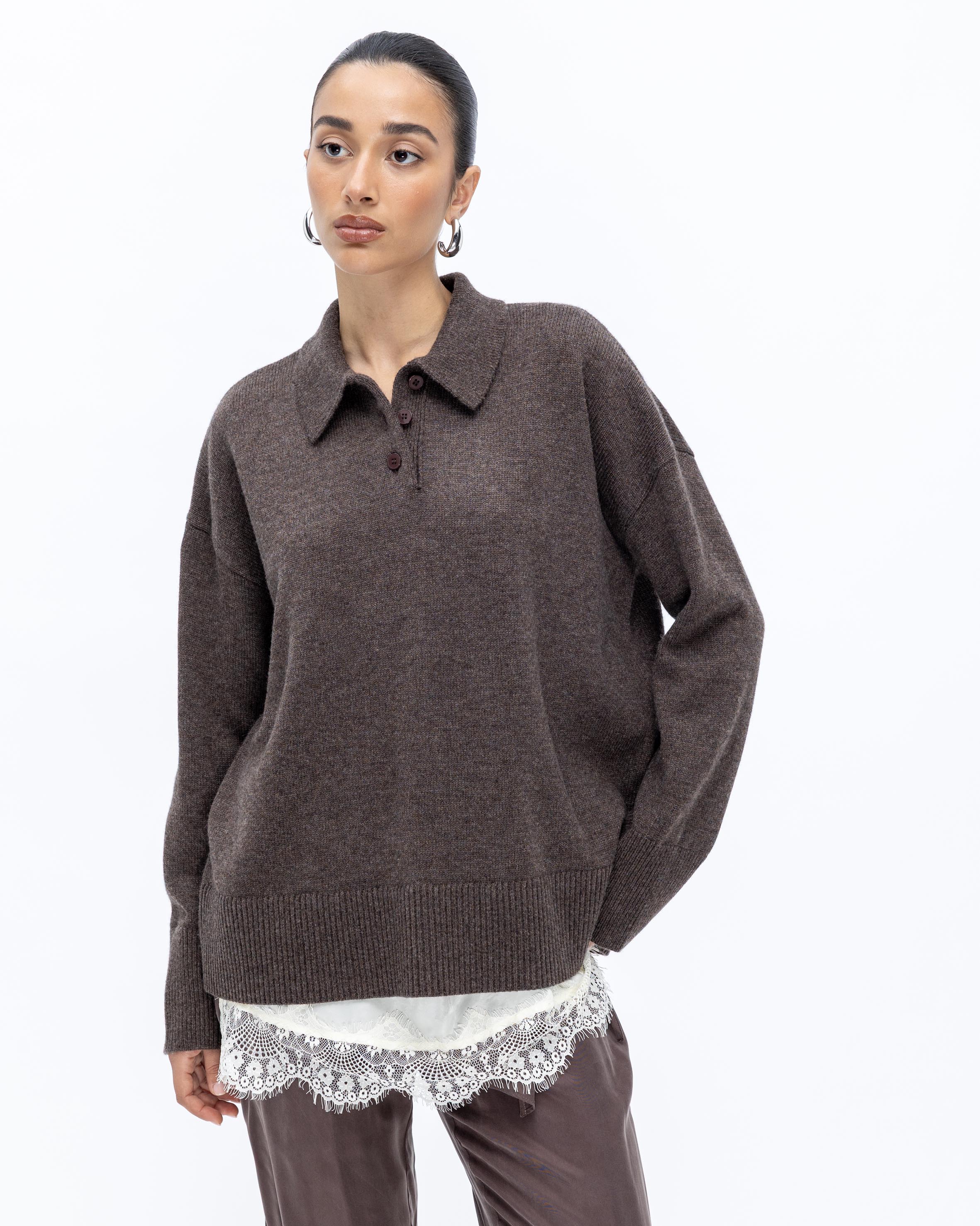 Keir Oversized Merino Cashmere Blend Polo