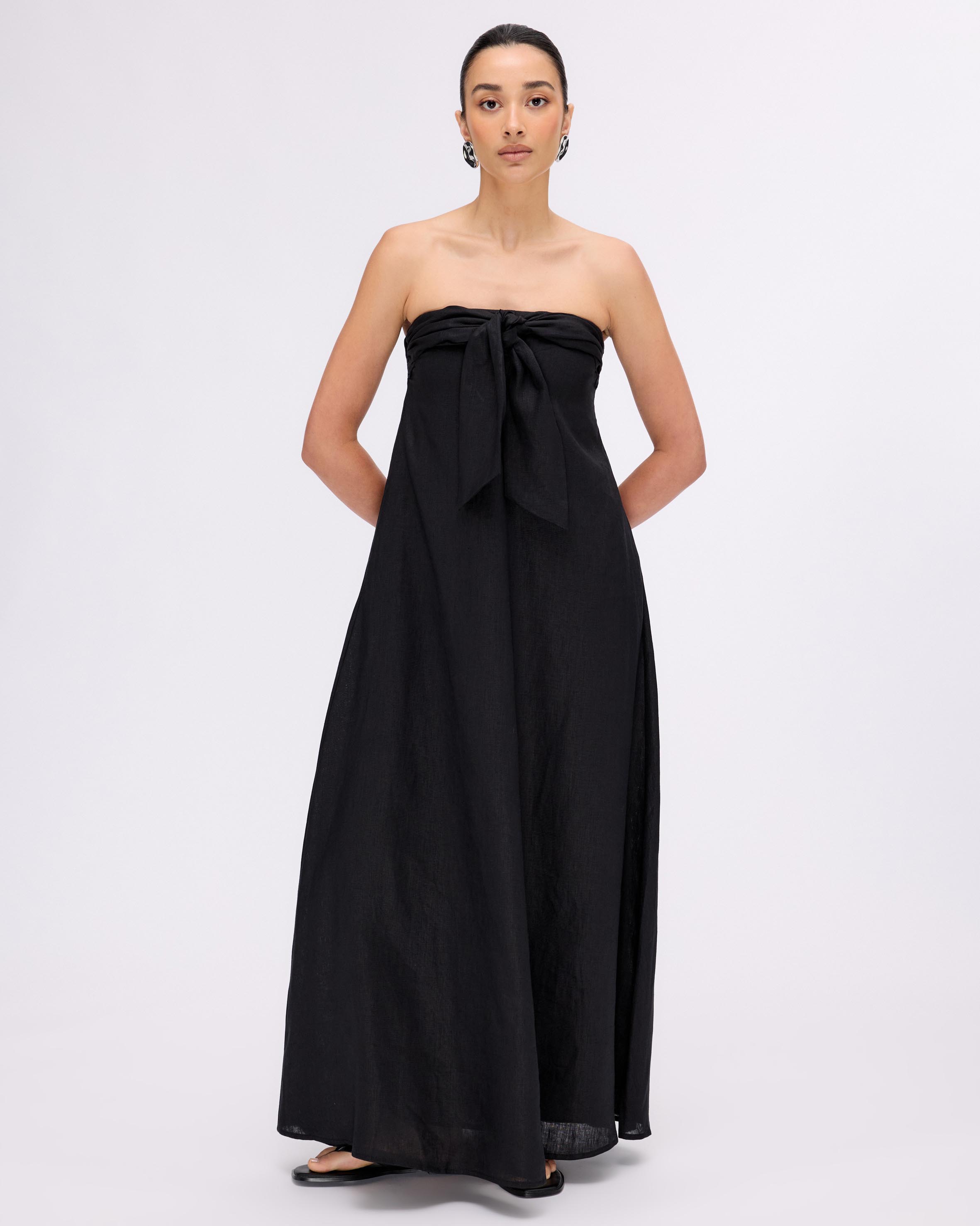 Marlowe Linen Strapless Maxi Dress