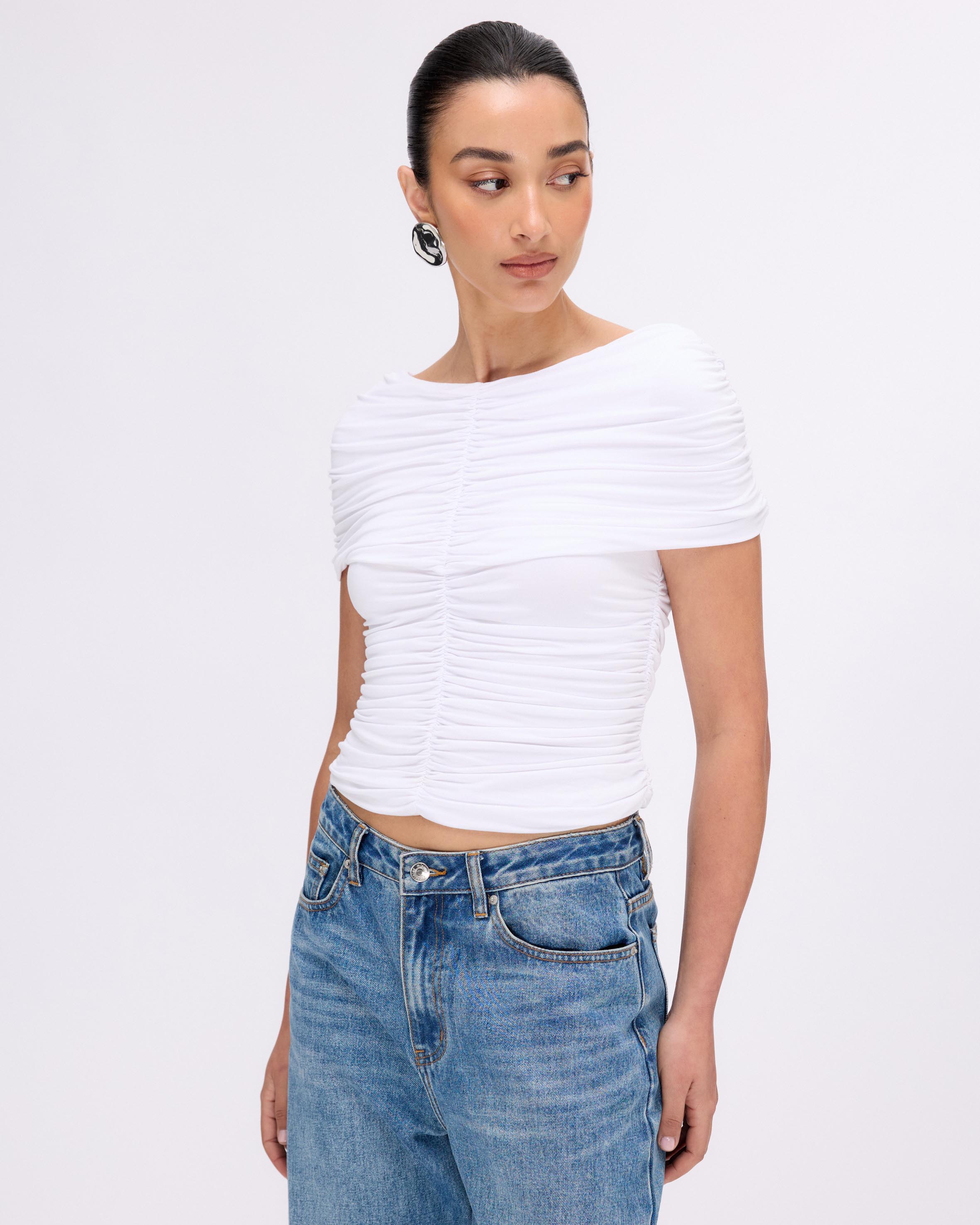 Saffron Jersey Ruched Top