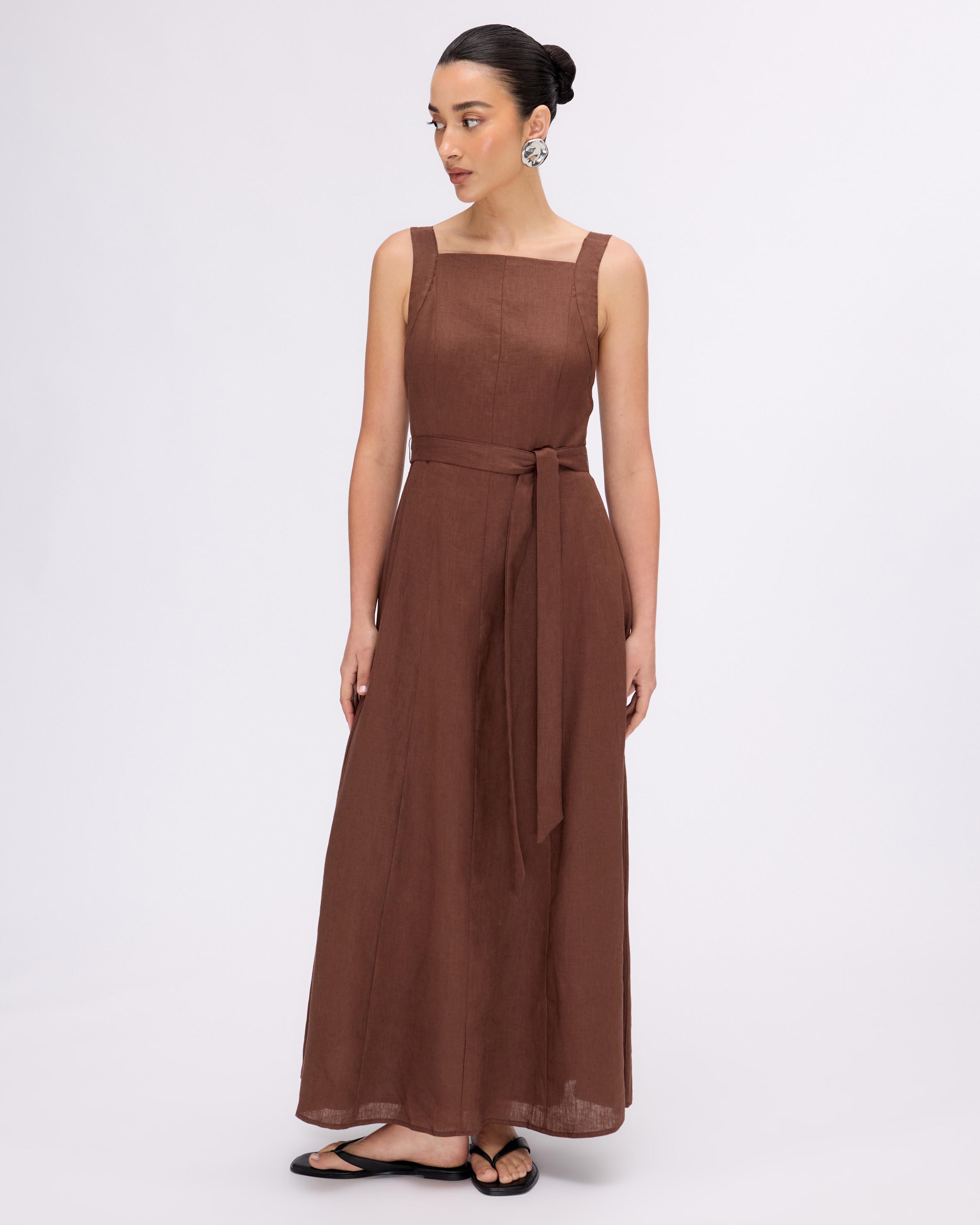 Ava Linen Multi Panel Midi Dress