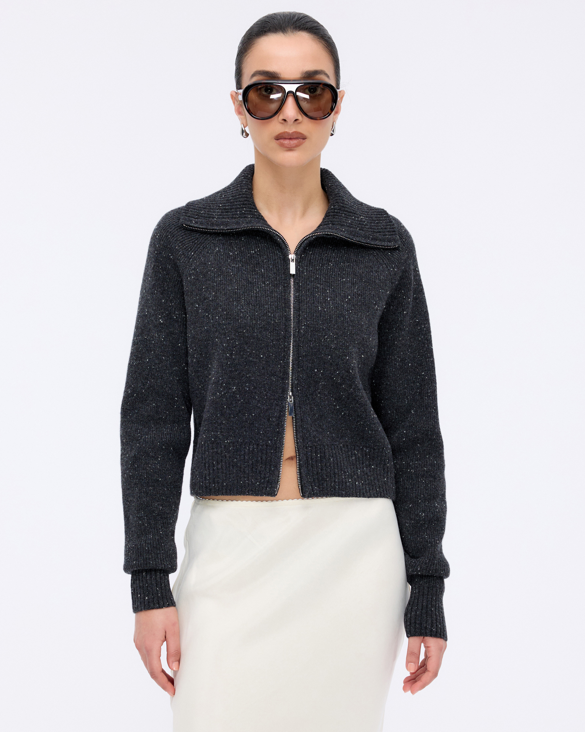 Niles Merino Wool Zip Cardigan