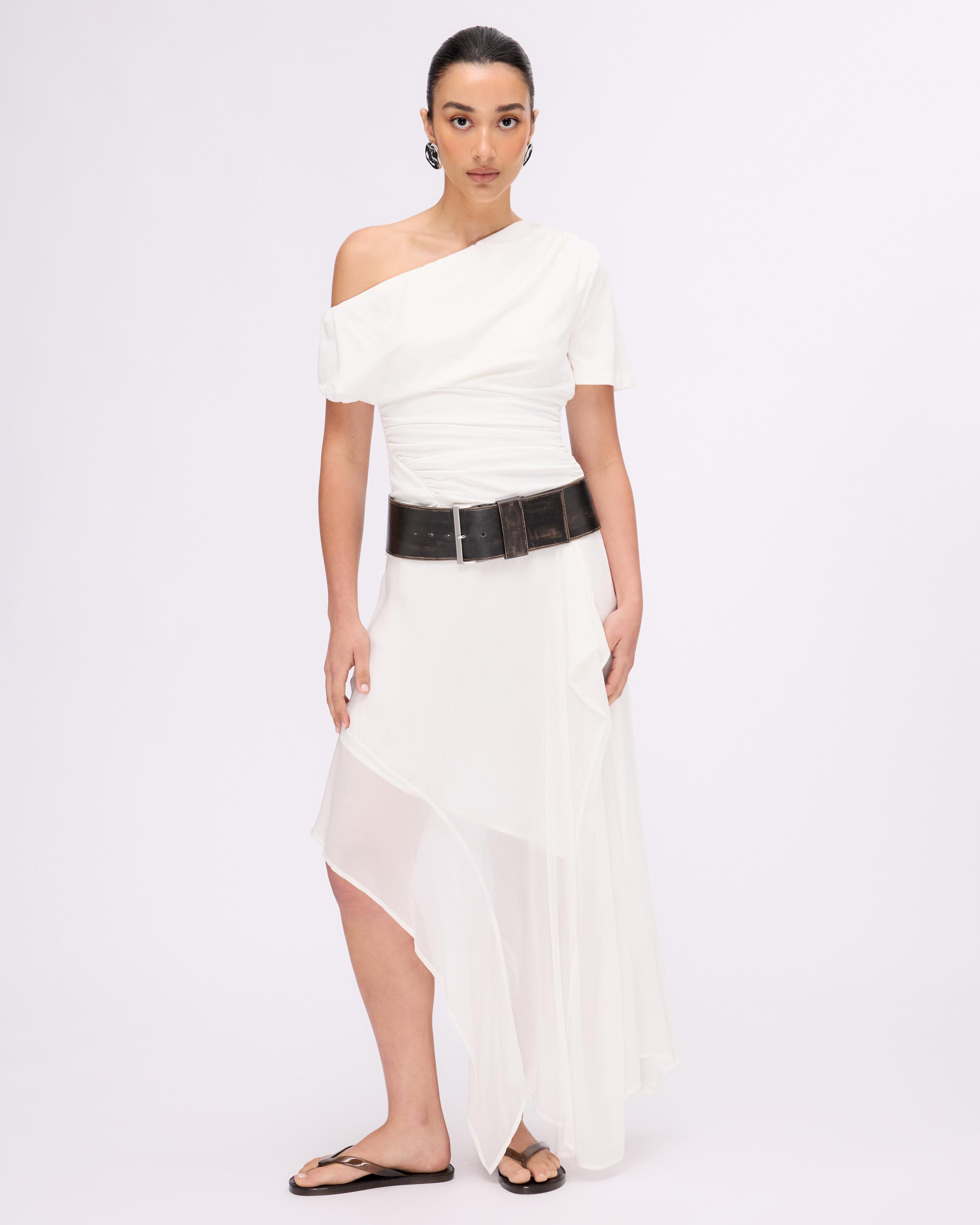 Hayley Off Shoulder Jersey Ruched Top