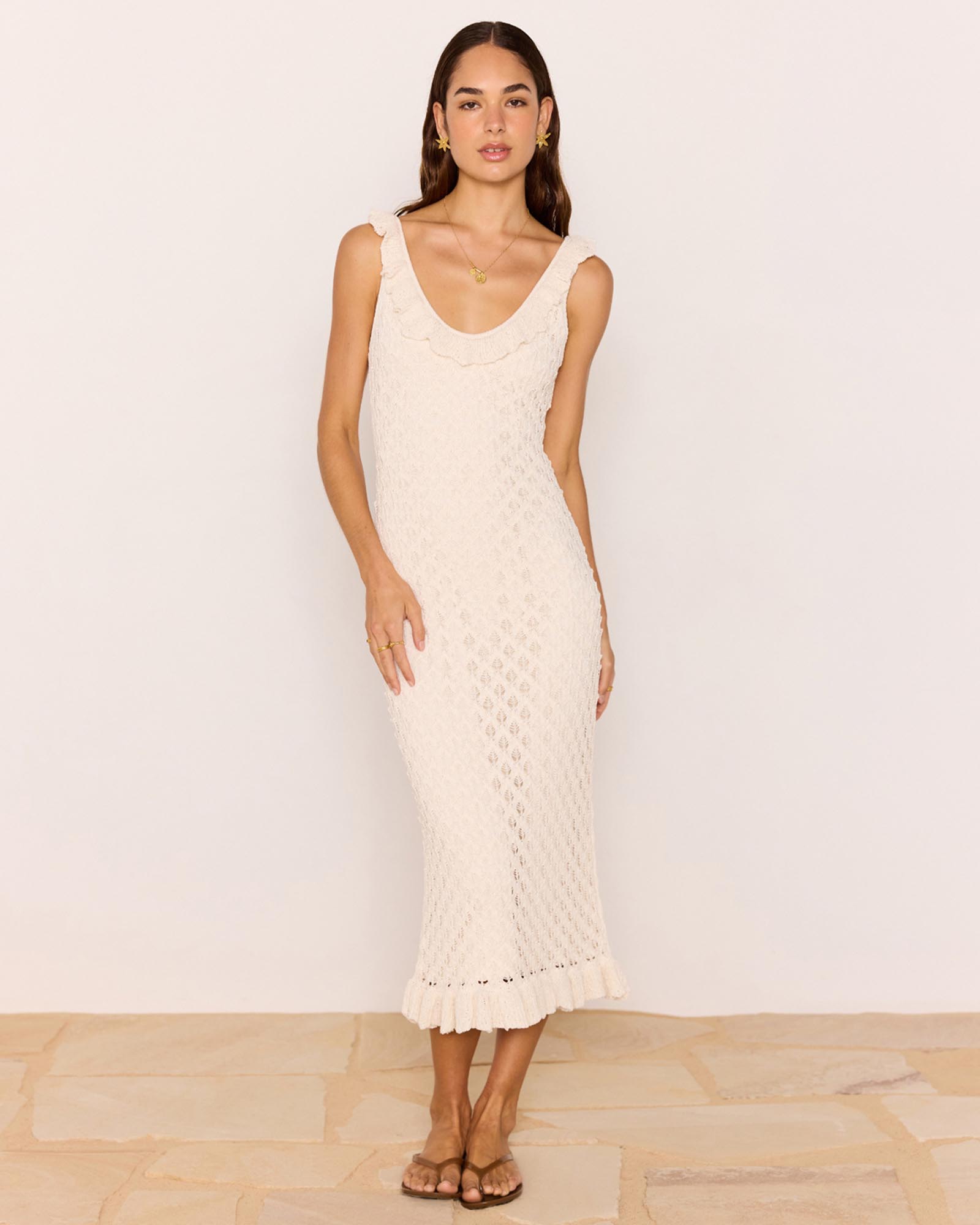 Sabine Pointelle Midi Dress