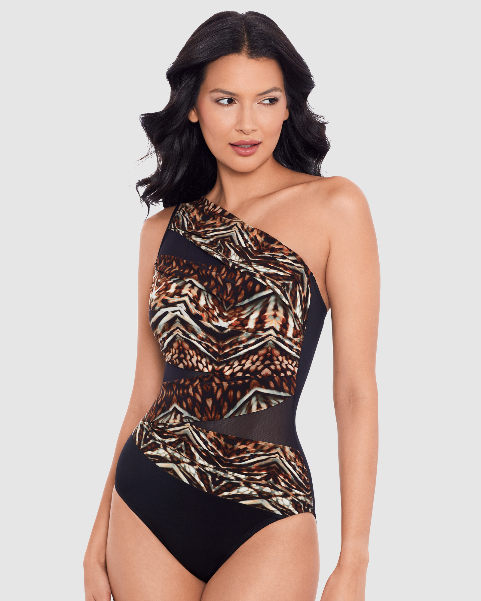 Tribal Tigress Jena One Shoulder Tummy Control Swimsuit