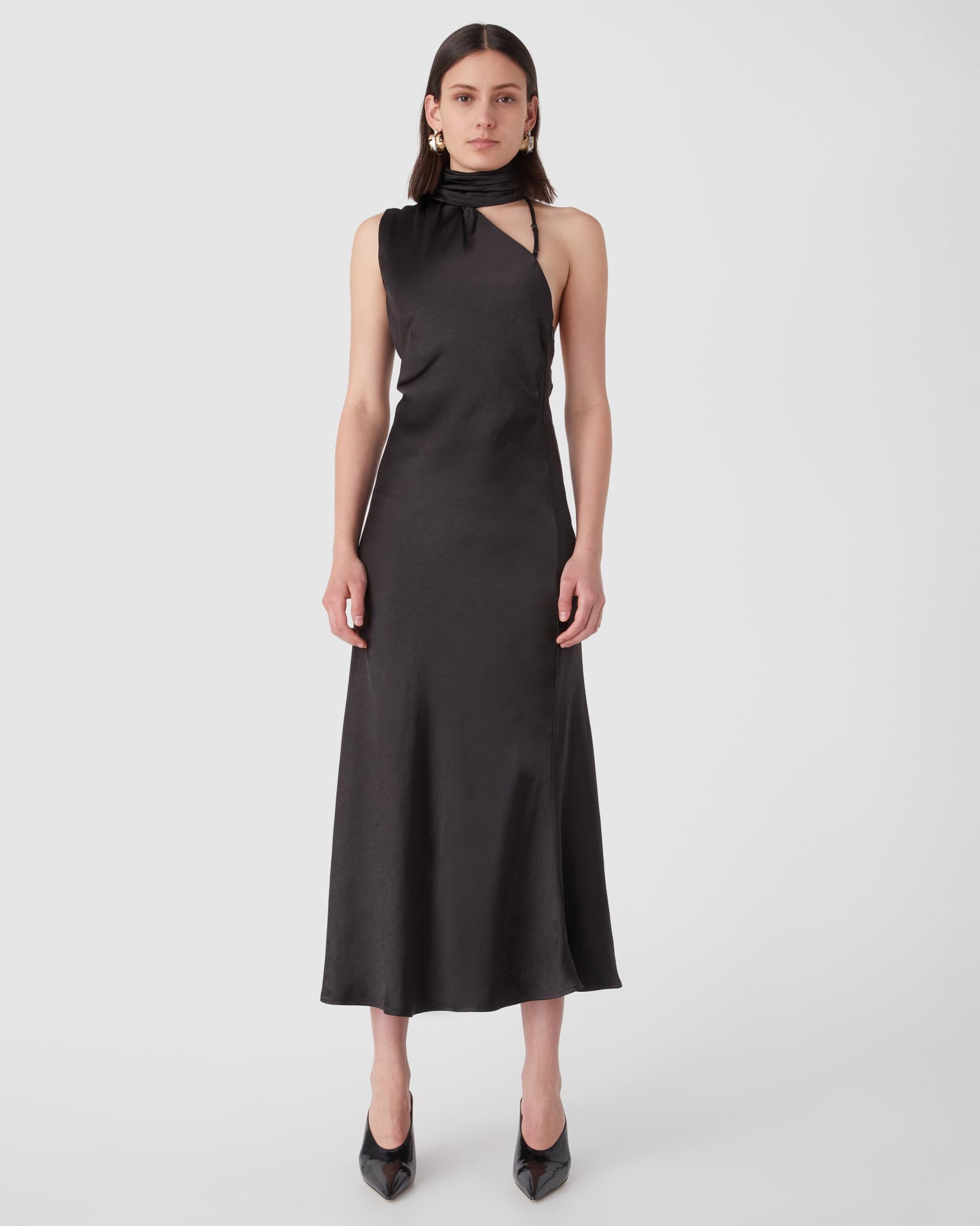 Elania Satin Midi Dress
