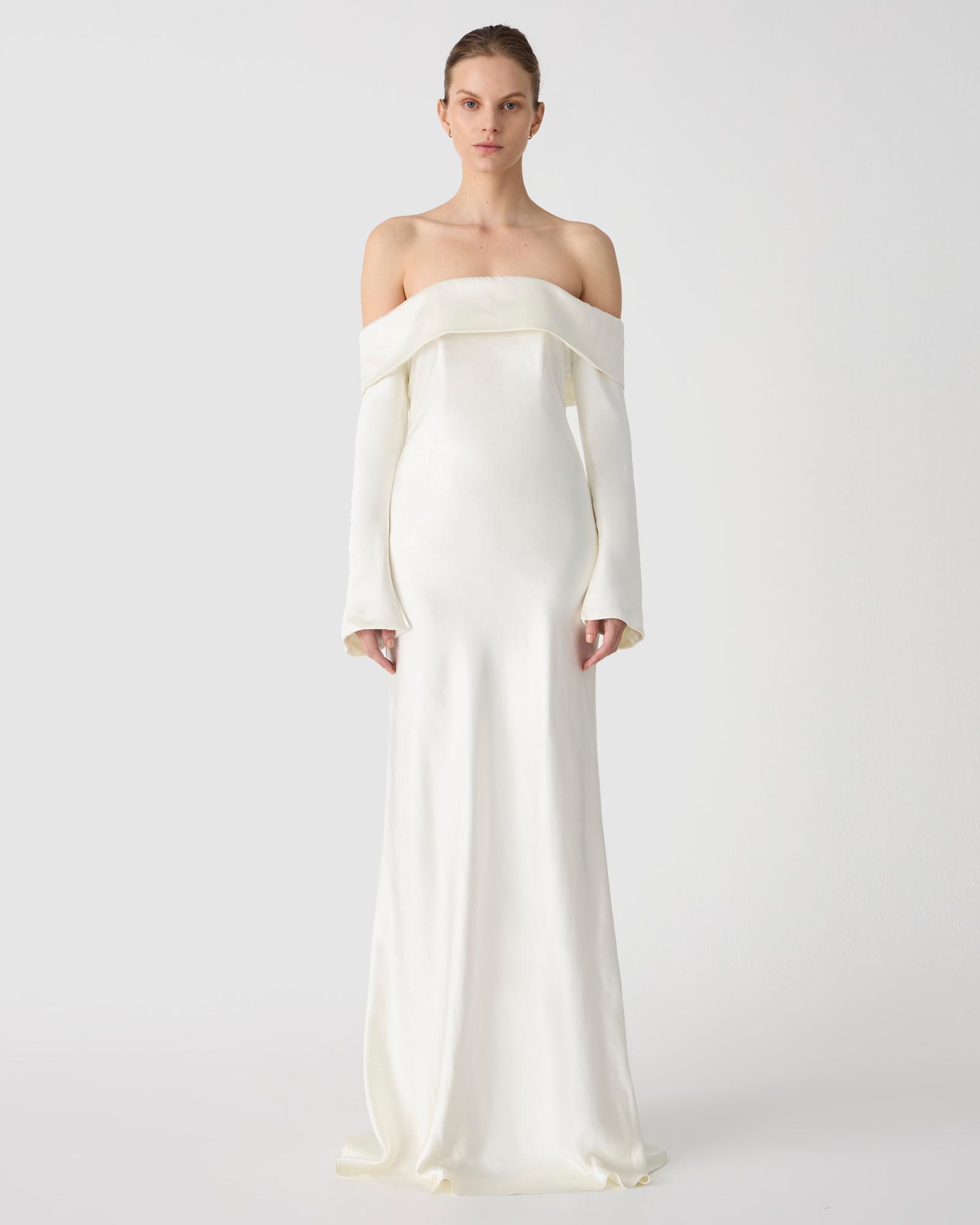 Bianca Off Shoulder Long Sleeve Gown