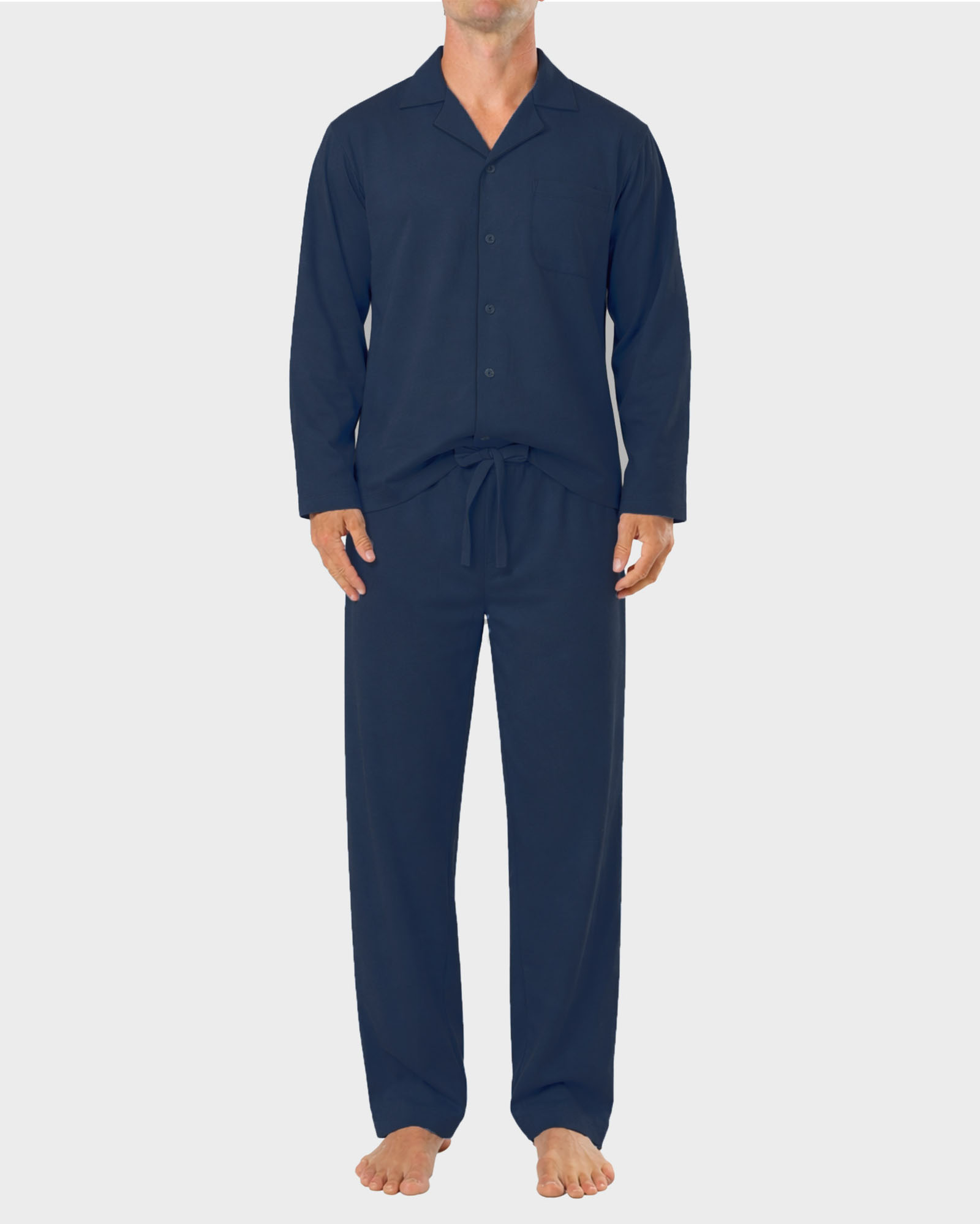Mens Cotton Jersey Pyjama Set - Navy