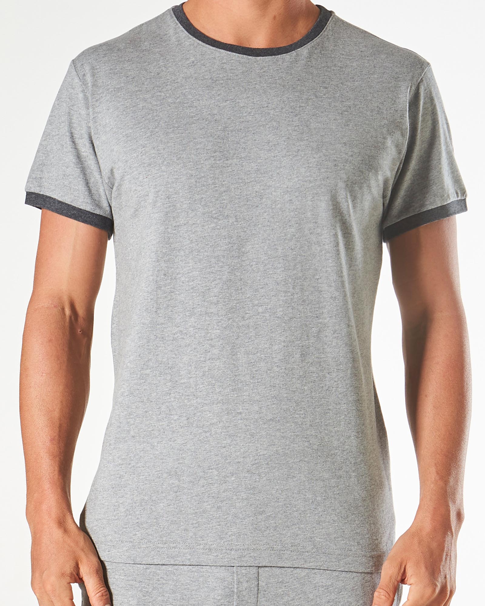 Short Sleeve Contrast Sleep Tee - Grey Marle