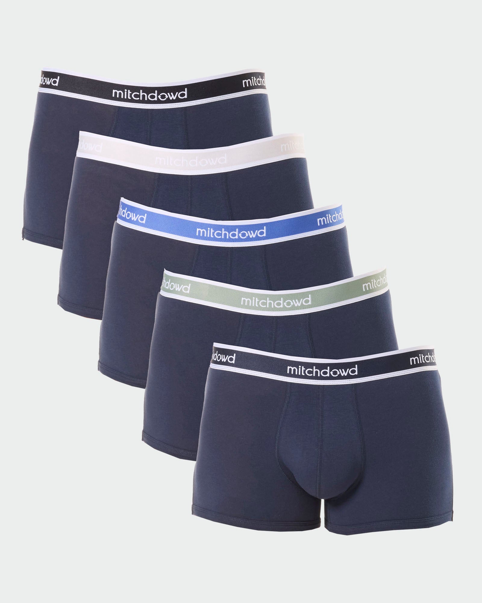 Mens Plain Cotton Trunk 5 Pack - Navy