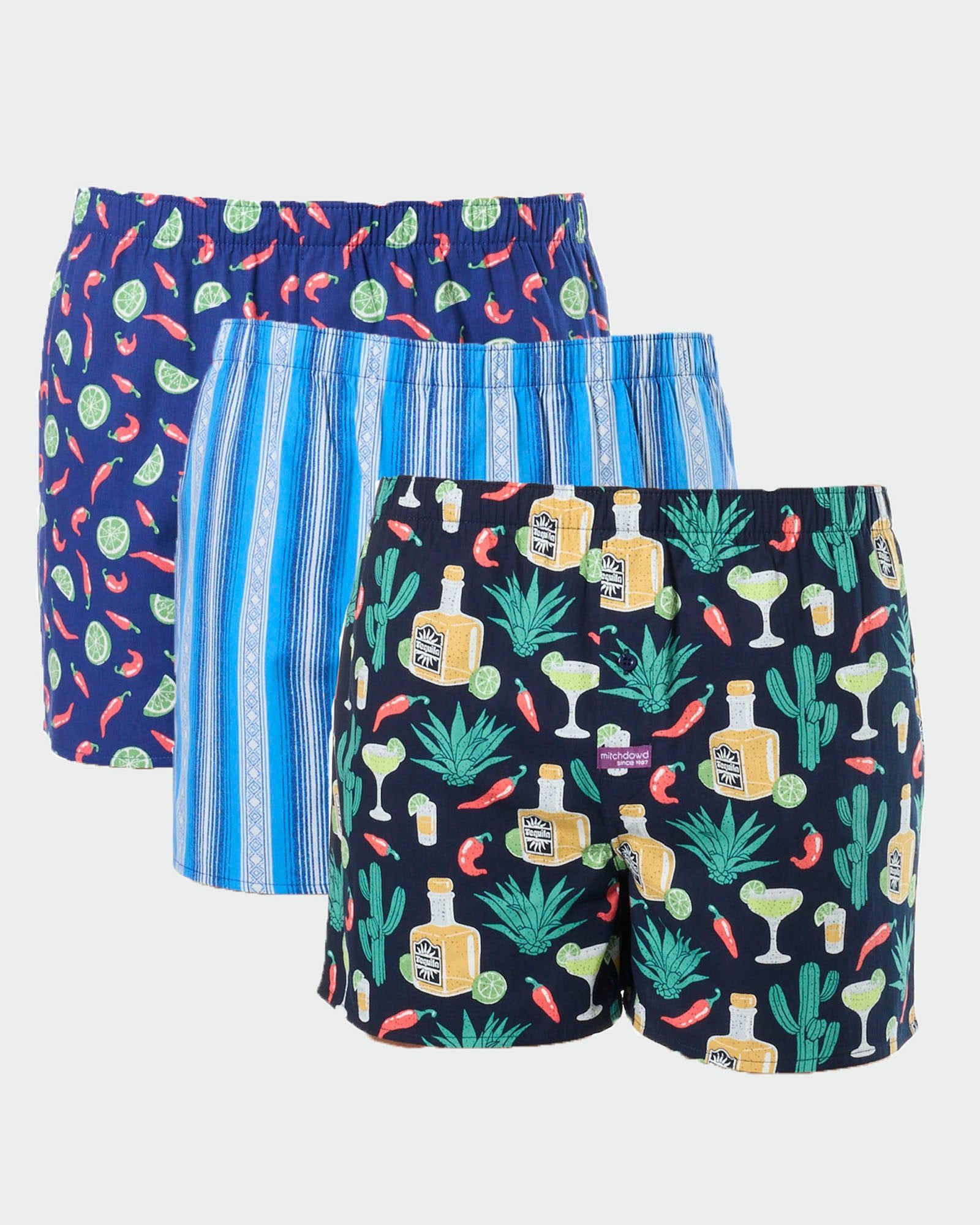 Mens Woven Boxer Shorts 3 Pack in Tequila Print