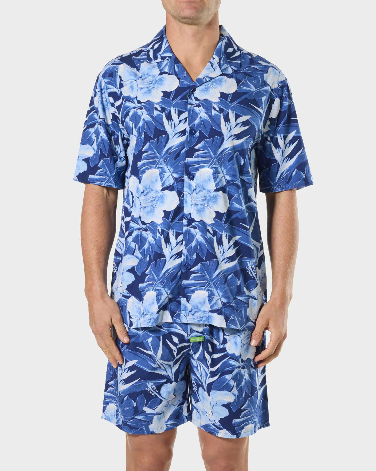 Mens Painted Tropical Bamboo Pyjama Set - Multi