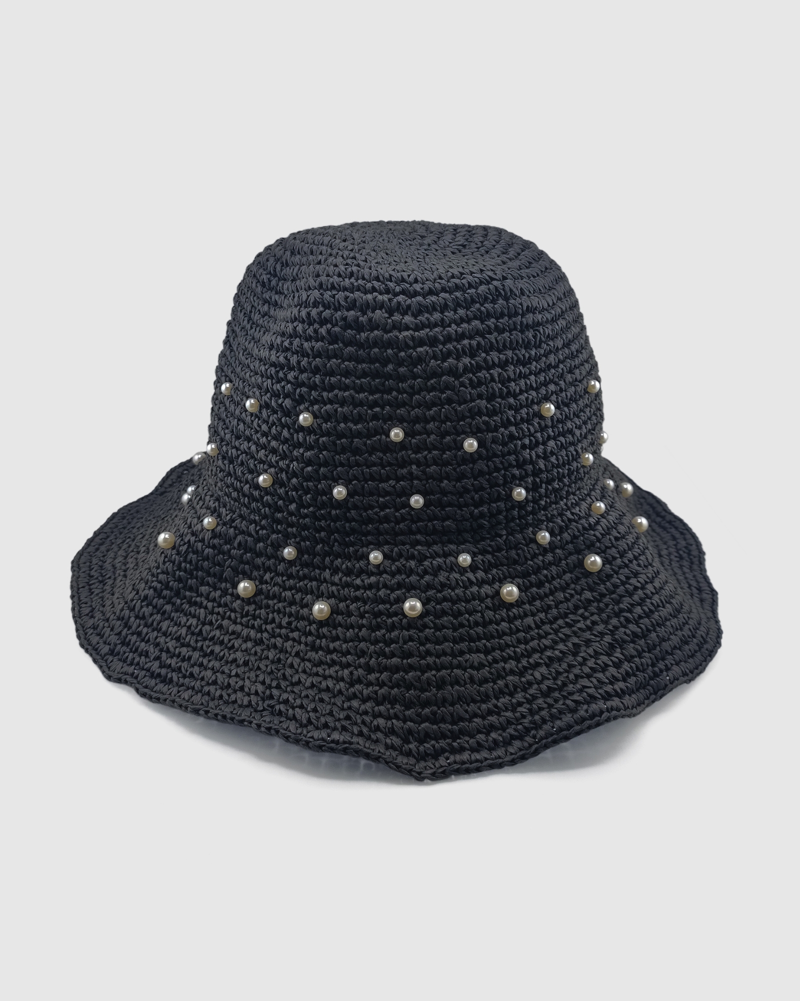Monaco Pearl Foldable Raffia Weave Sun Hat