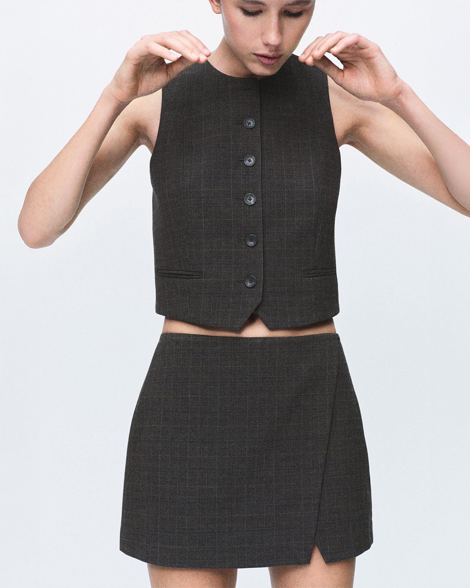 Check Wrap Skirt
