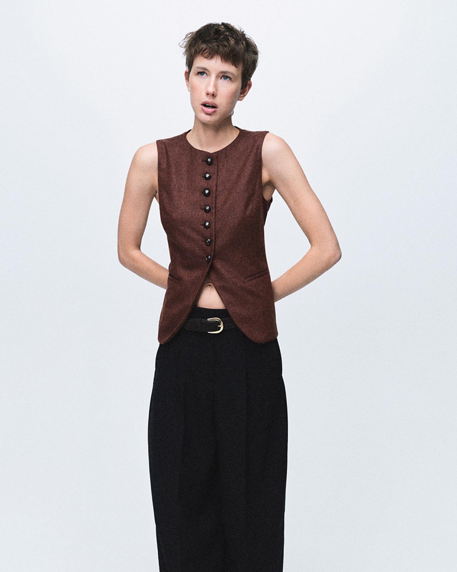 Wool-Blend Gilet With Buttons